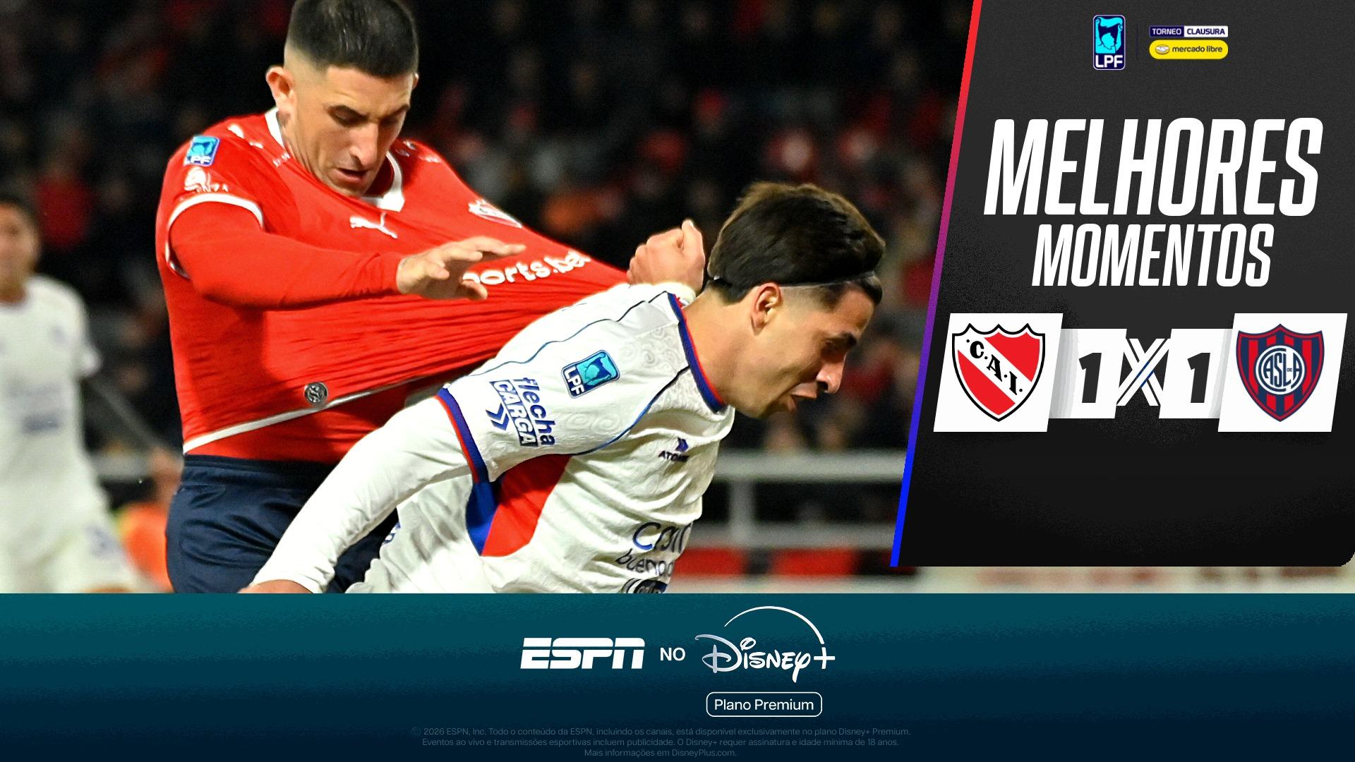 Independiente 1 x 1 San Lorenzo no Campeonato Argentino: VEJA os melhores momentos