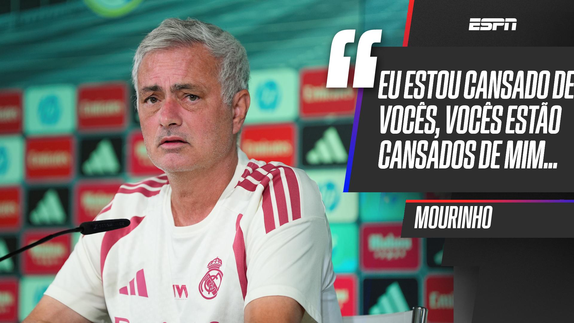 Mourinho reclama do número de entrevistas na semana: 'Eu estou cansado de vocês, vocês estão cansados de mim'