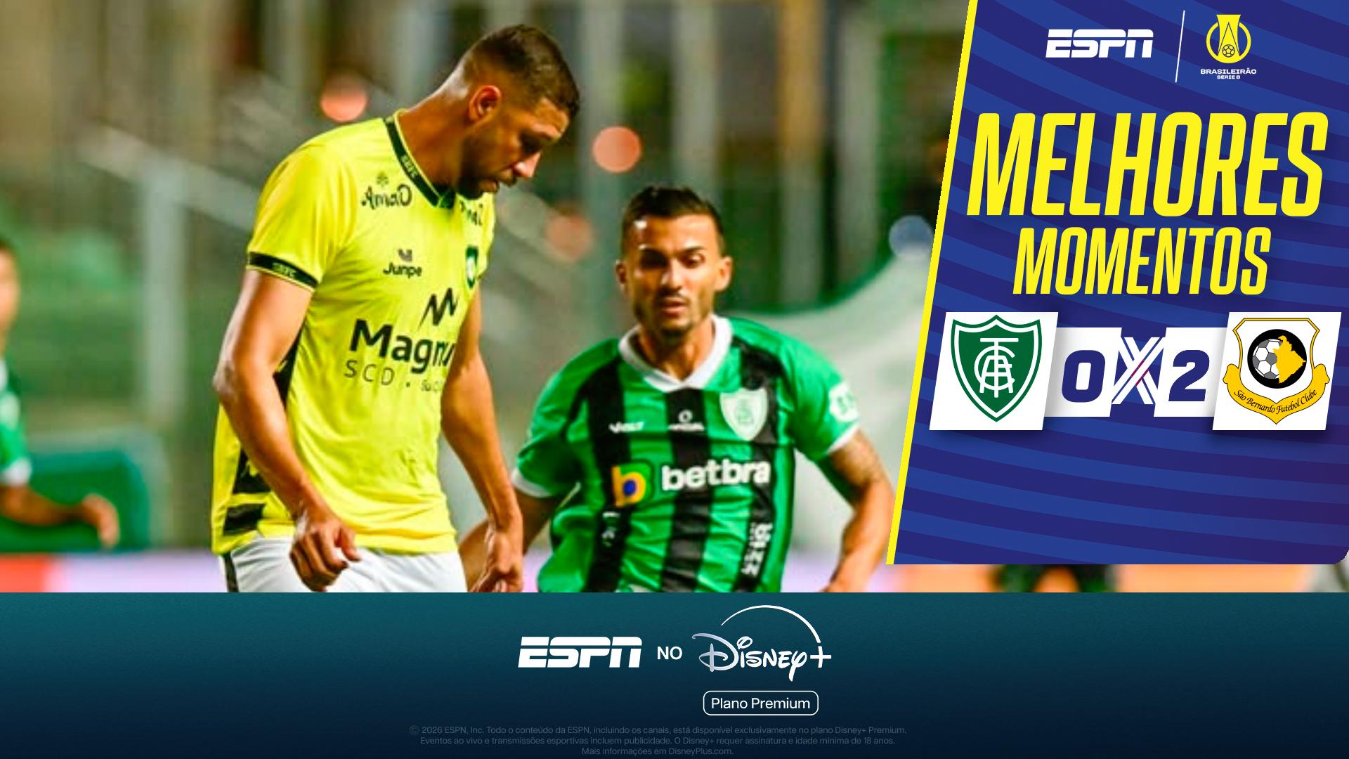 Com direito à golaço, São Bernardo faz 2 a 0 no América-MG pela Série B; VEJA os melhores momentos