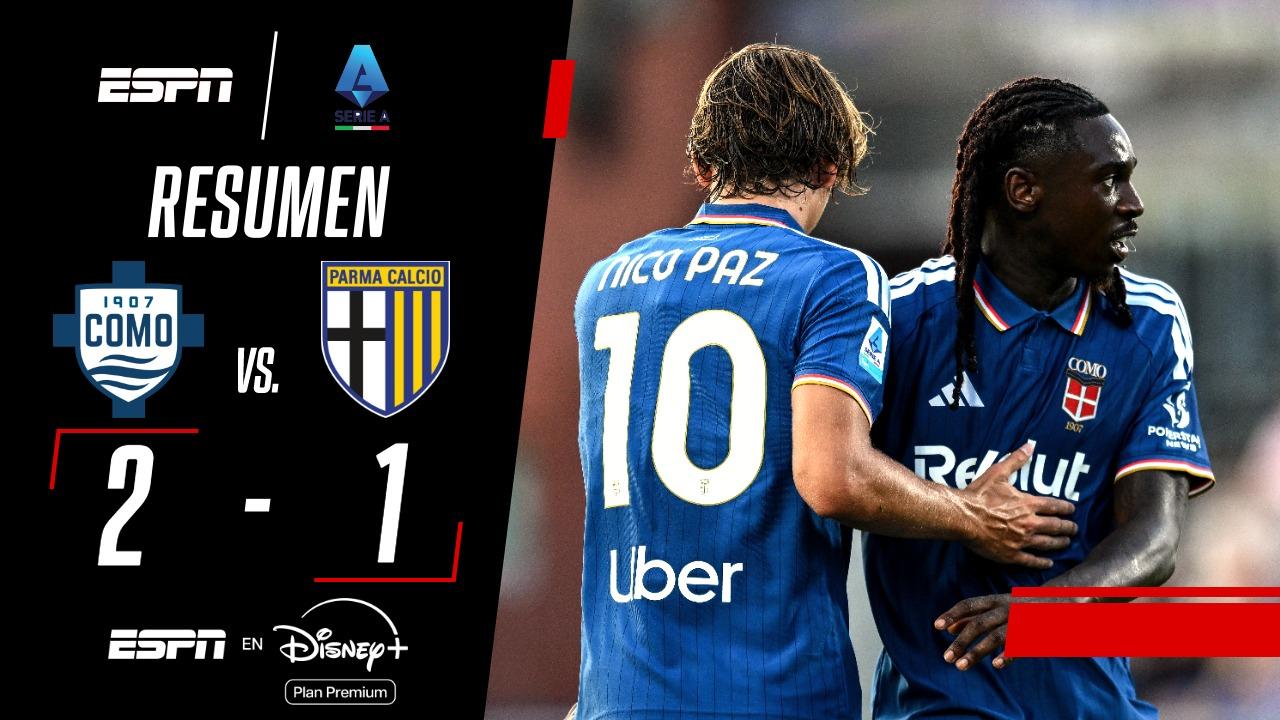Con un gran partido de Nico Paz, el Como derrotó a Parma