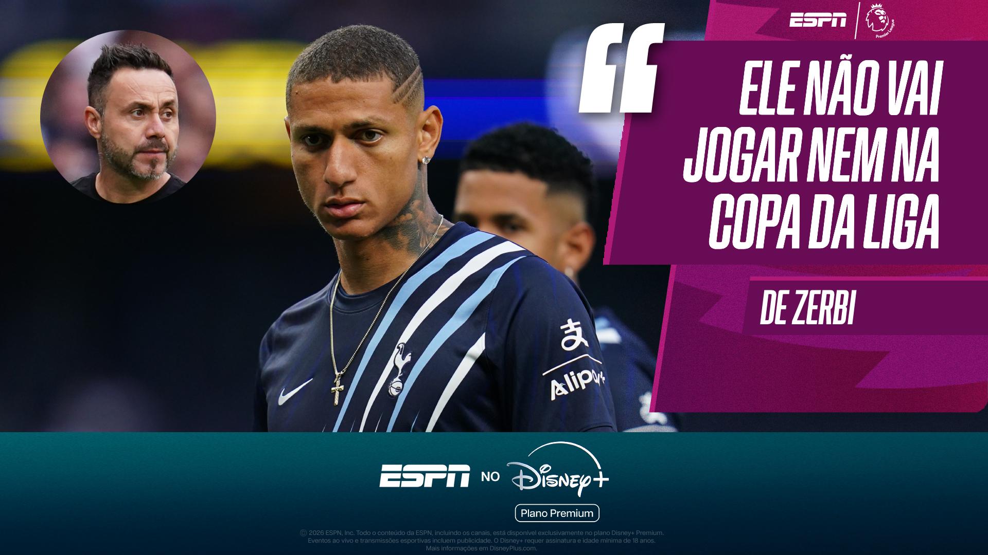 Técnico do Tottenham diz não vai utilizar Richarlison nem na Copa da Liga: 'Nada muda'