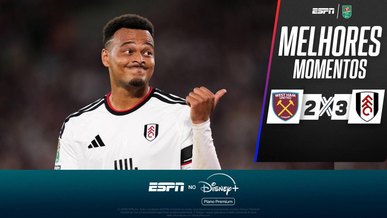 Rodrigo Muniz, ex-Flamengo, marca e Fulham elimina West Ham na Copa da Liga Inglesa; VEJA os melhores momentos