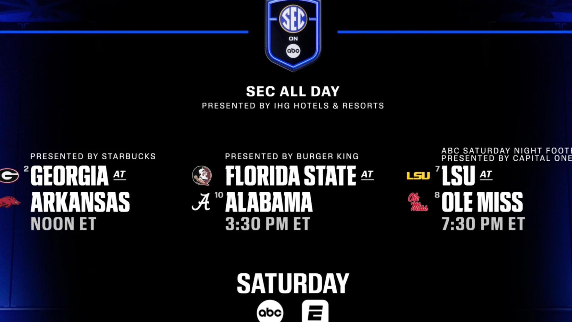 Catch a trio of incredible SEC on ABC matchups in Week 3