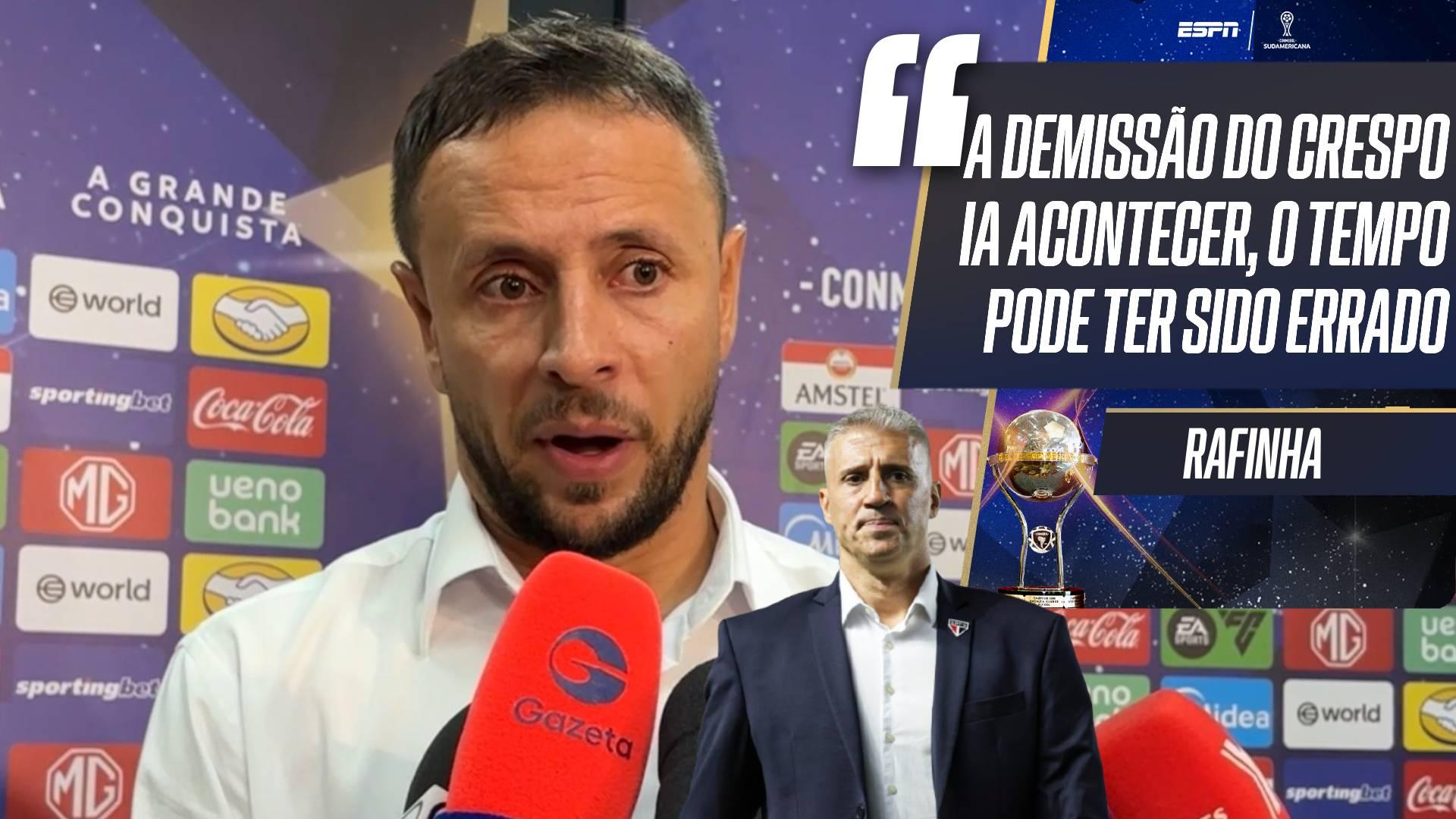 Rafinha admite que demissão de Crespo do São Paulo pode ter sido equivocada: 'Ia acontecer, mas o tempo pode ter sido errado'