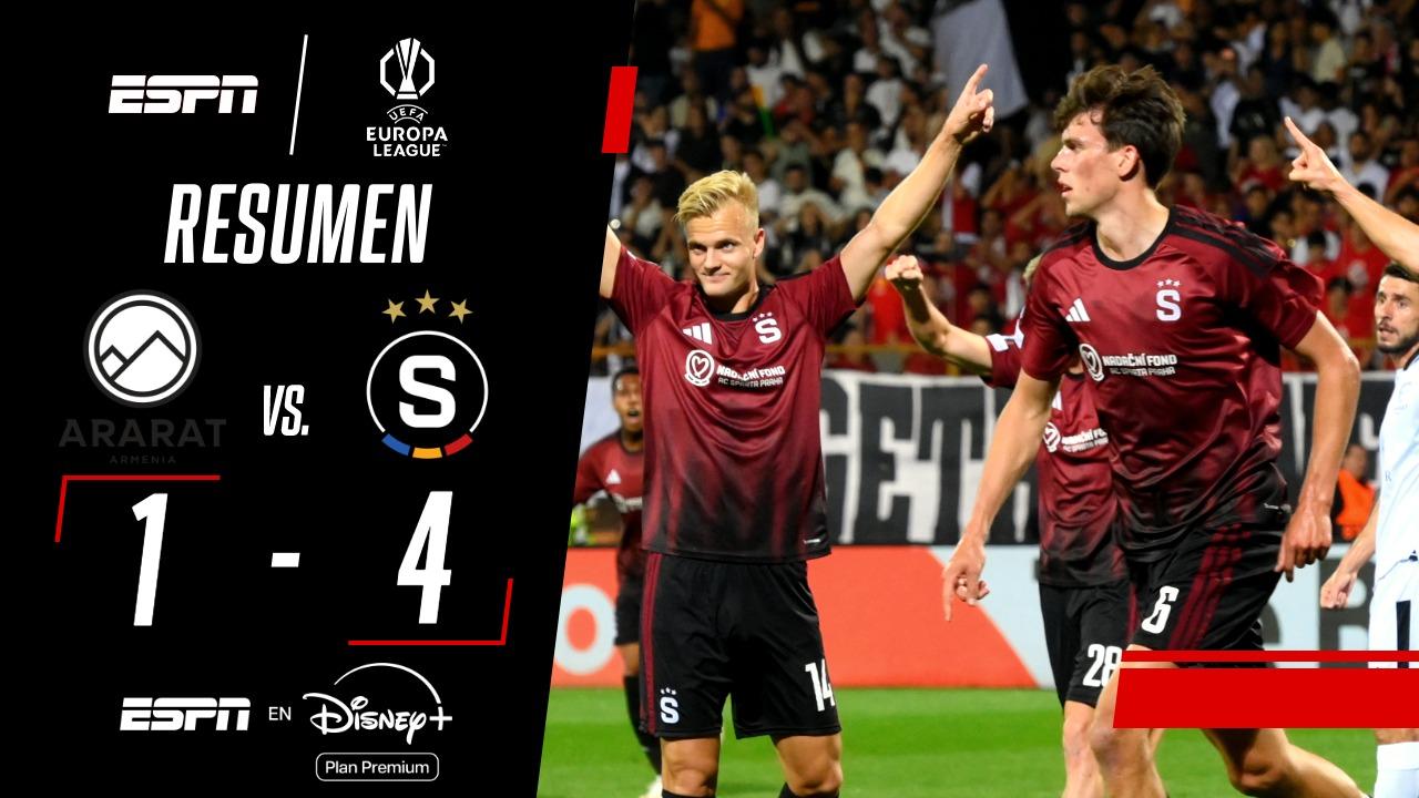 ¡El ecuatoriano John Mercado brilló en la goleada del Sparta Praga al Ararat-Armenia en la UEL!