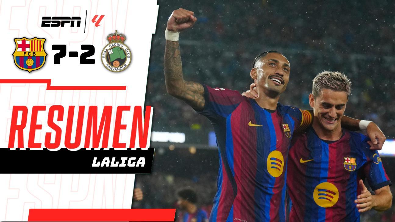 Barcelona hizo llover goles y aplastó al Racing en LaLiga
