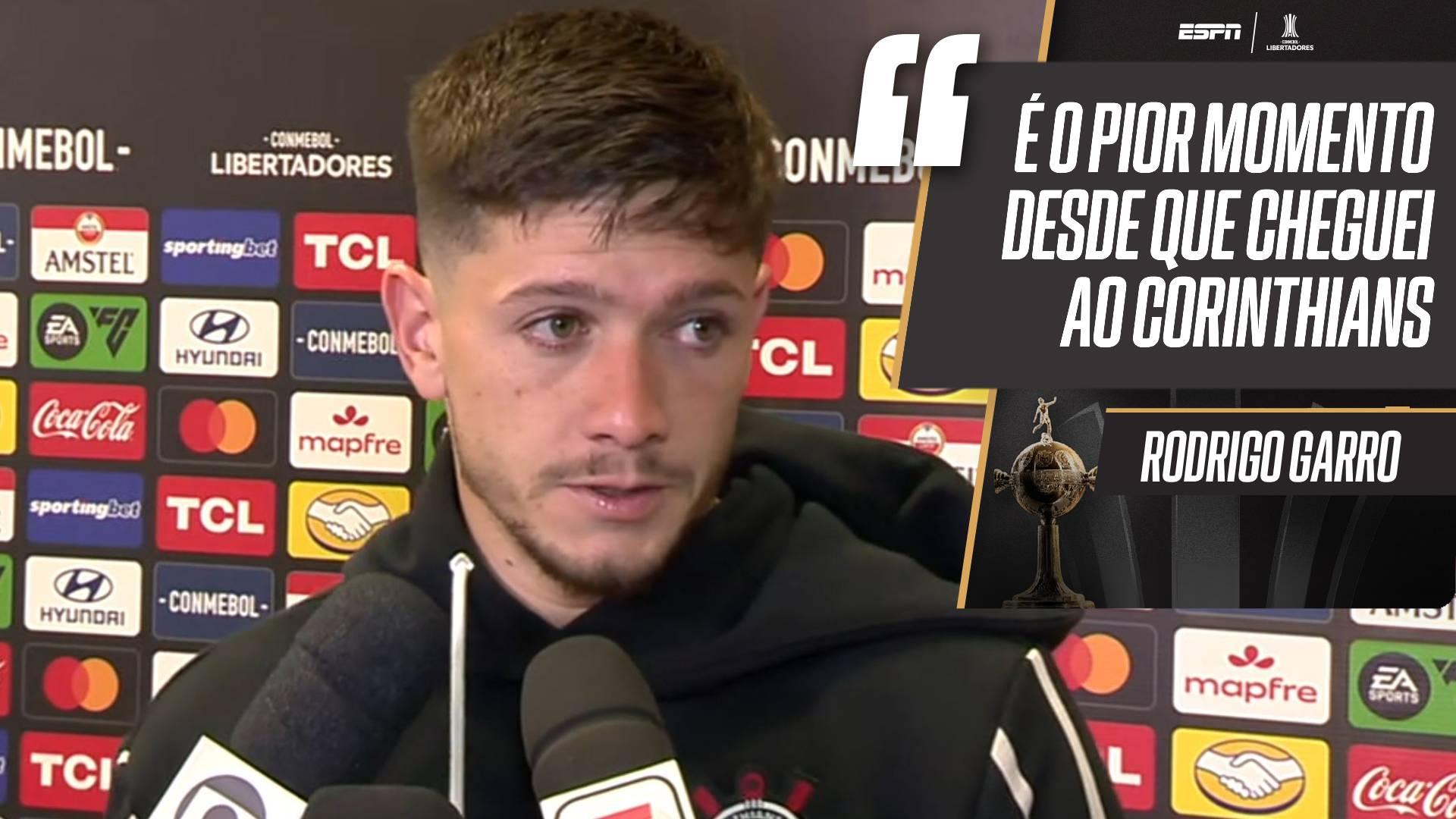 Garro vê 'pior momento no Corinthians' e desabafa após eliminação na Libertadores: 'Dói muito'