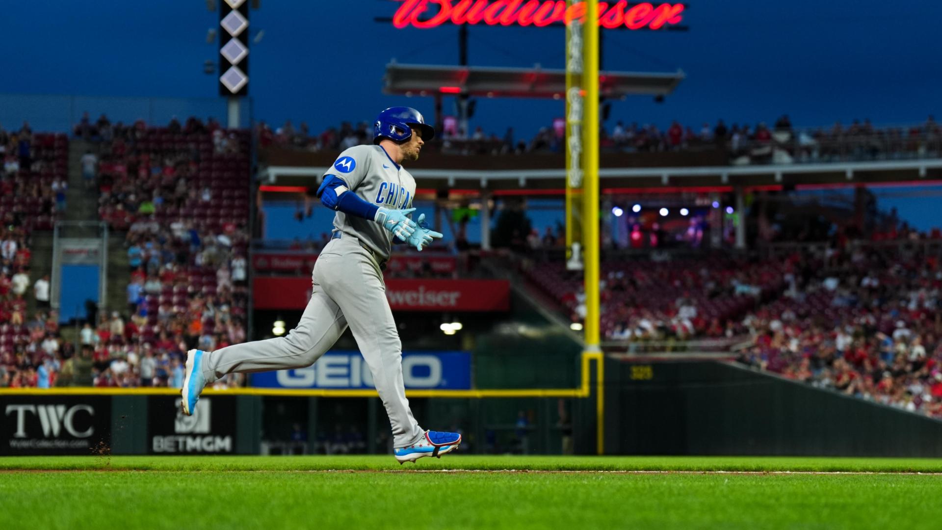 Ian Happ crushes a home run — Article image accompanying Trevino's 2-run single with bases loaded in 6th propels Reds to 6-4 win over Cubs on WagerUp Sports News. Ian Happ crushes a home run — Article image accompanying Trevino's 2-run single with bases loaded in 6th propels Reds to 6-4 win over Cubs on WagerUp Sports News.