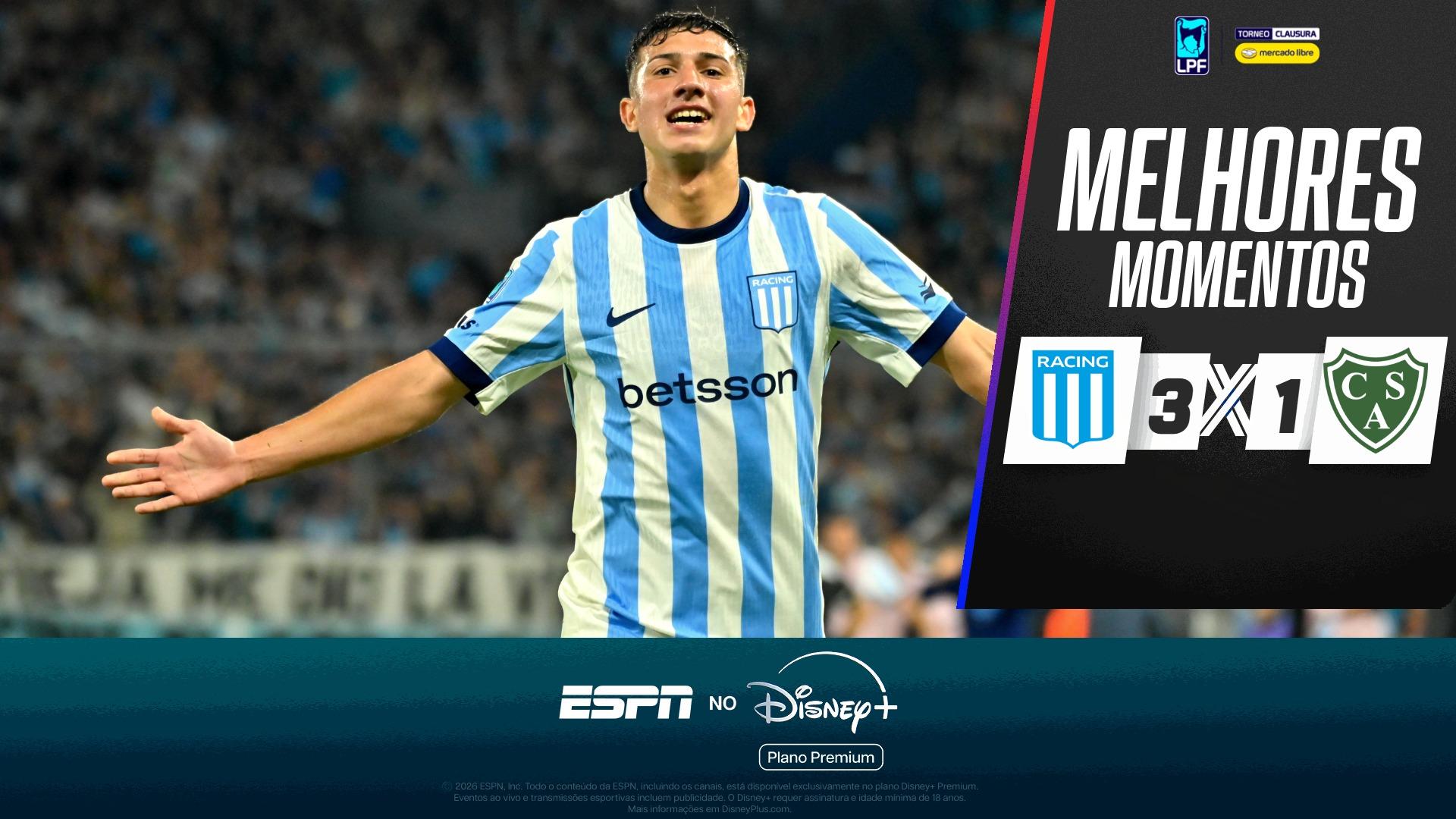 Racing 3 x 1 Sarmiento no Campeonato Argentino: VEJA os melhores momentos