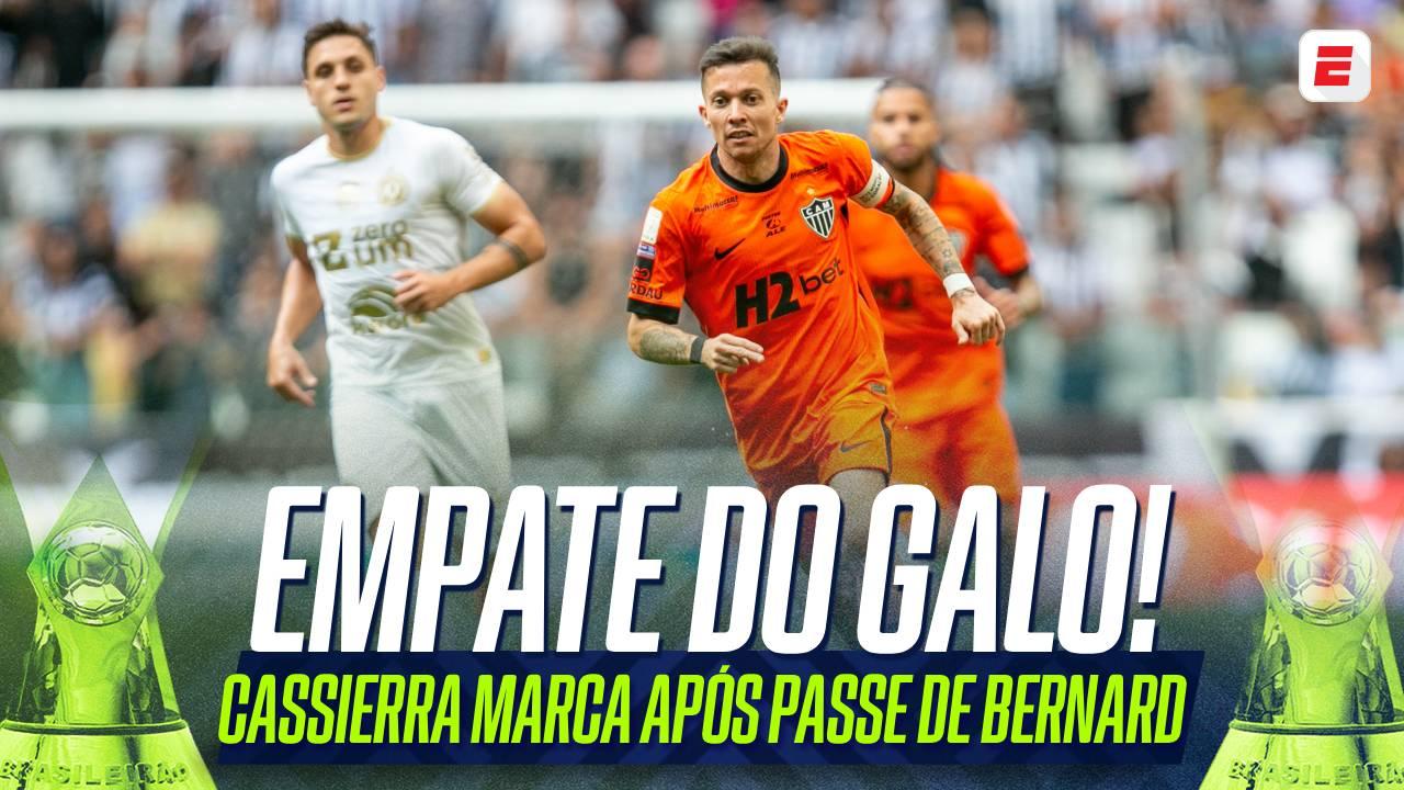 Bernard pedala e dá bela assistência! VEJA o gol de Cassierra que empatou para o Atlético-MG contra a Chapecoense