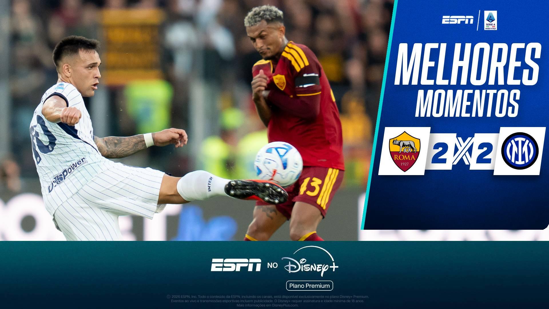 Inter de Milão sai atrás, mas Lautaro marca duas vezes e consegue empate contra a Roma no Italiano; melhores momentos