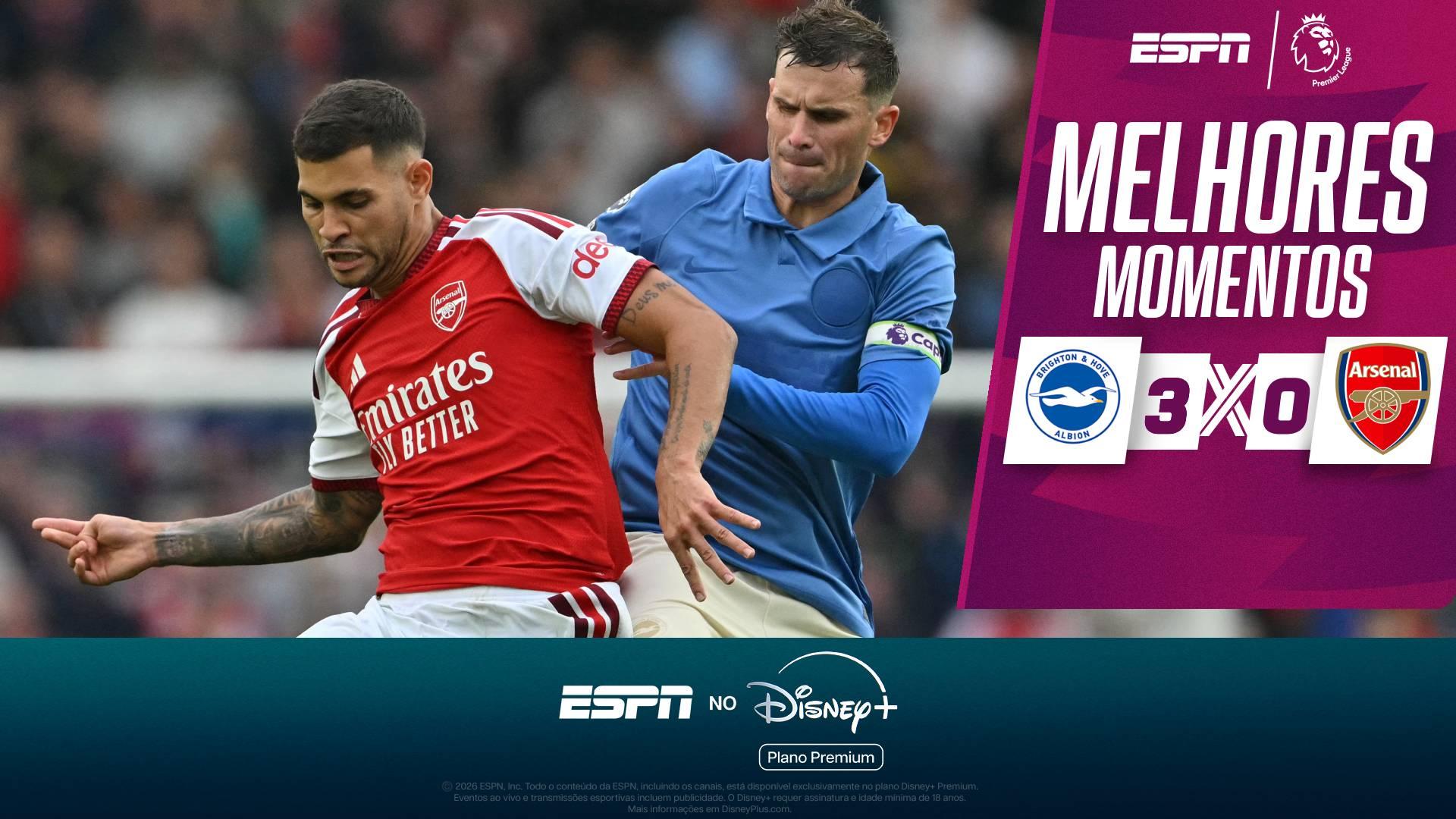 Arsenal é atropelado pelo Brighton e vê City assumir a liderança da Premier League; melhores momentos