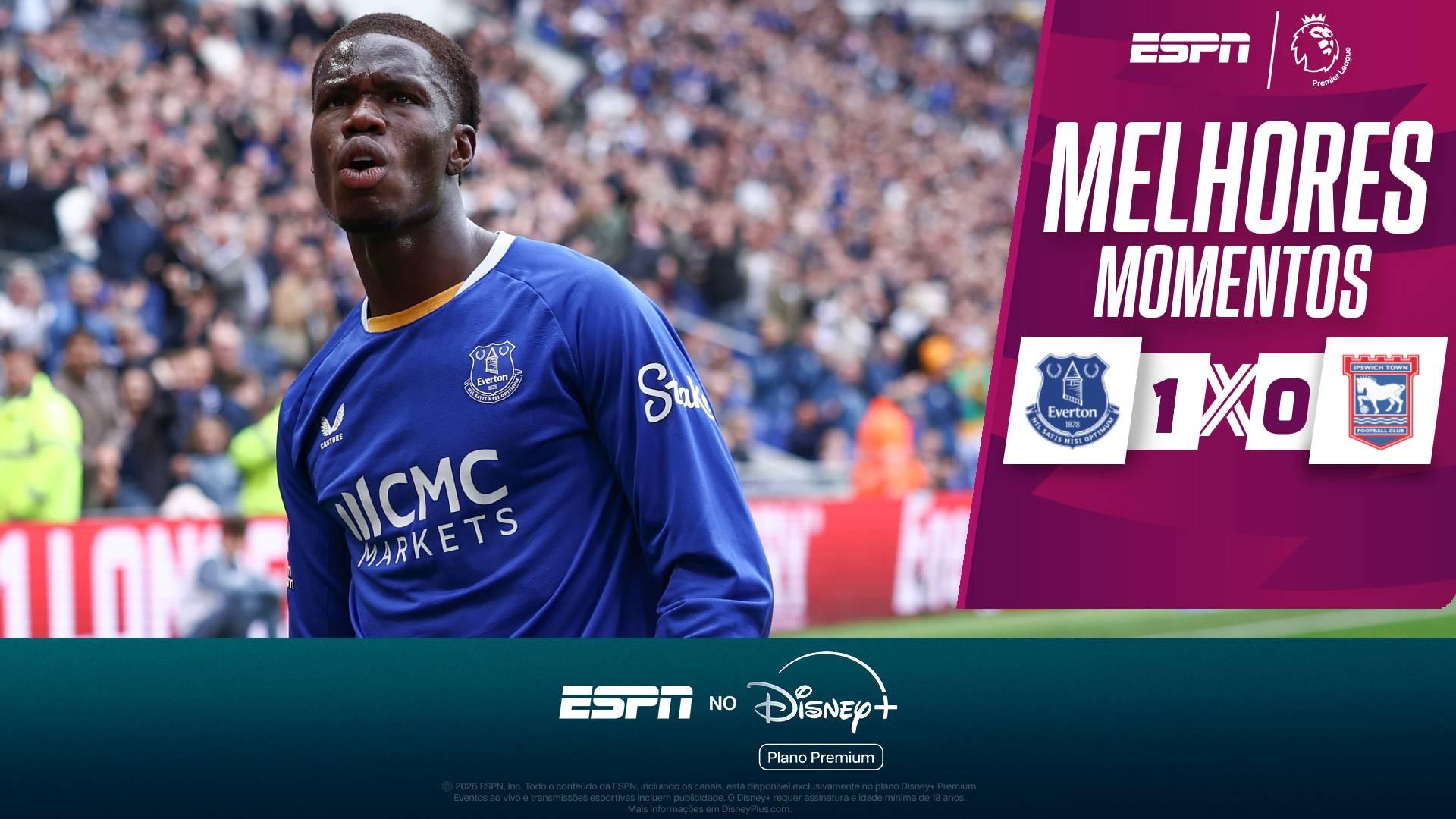 Thierno Barry marca, Everton vence o Ipswich Town e se aproxima do G4 da Premier League; melhores momentos