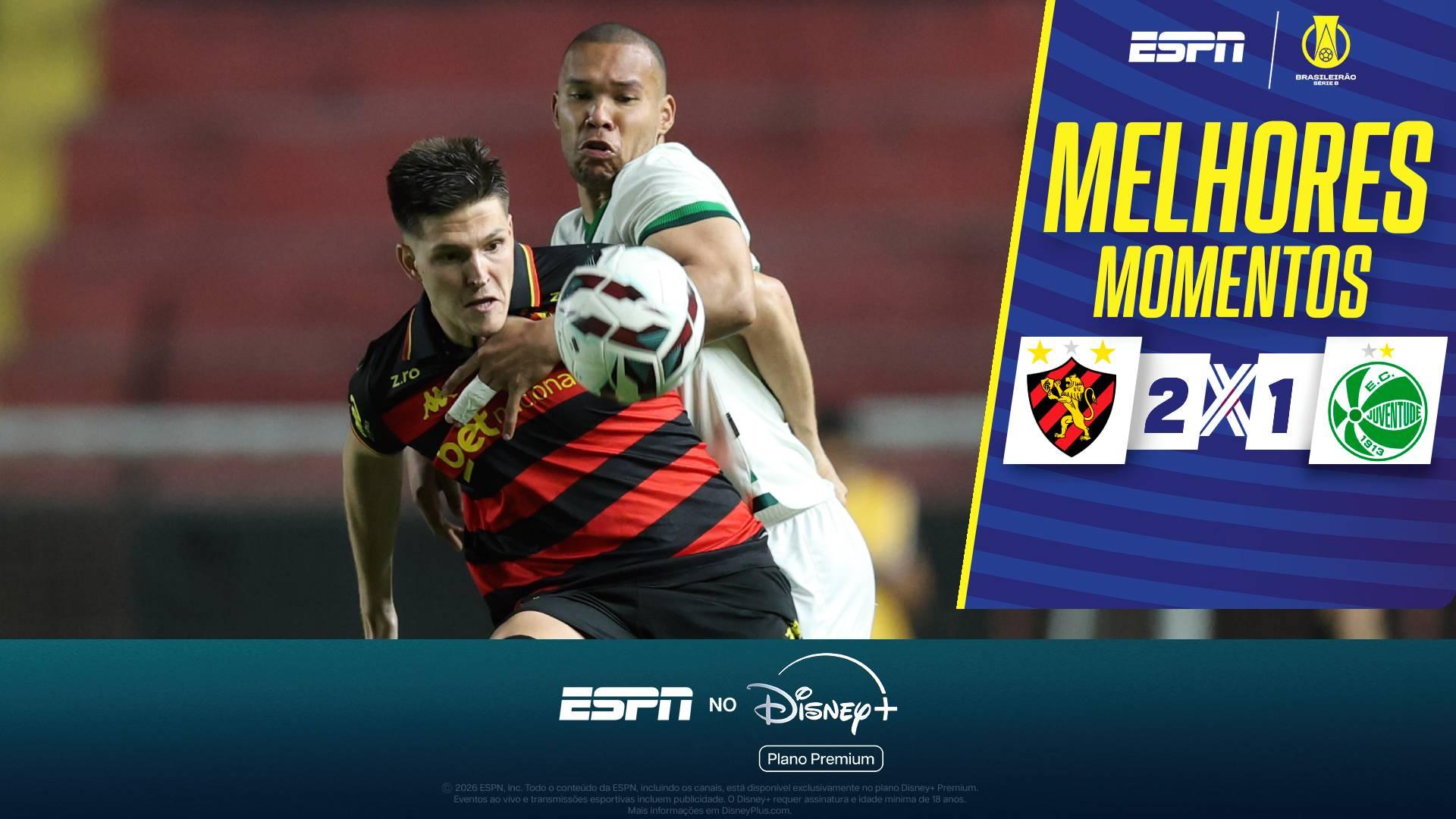 Sport sai atrás, mas arranca virada contra o Juventude na Série B; melhores momentos