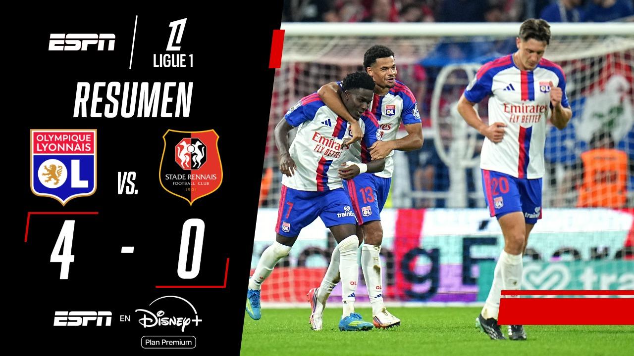 Lyon aplastó 4-0 a Rennes por la Ligue 1