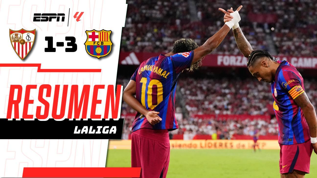 ¡Raphinha firma su triplete y lidera al Barcelona en la victoria 3-1 sobre el Sevilla!