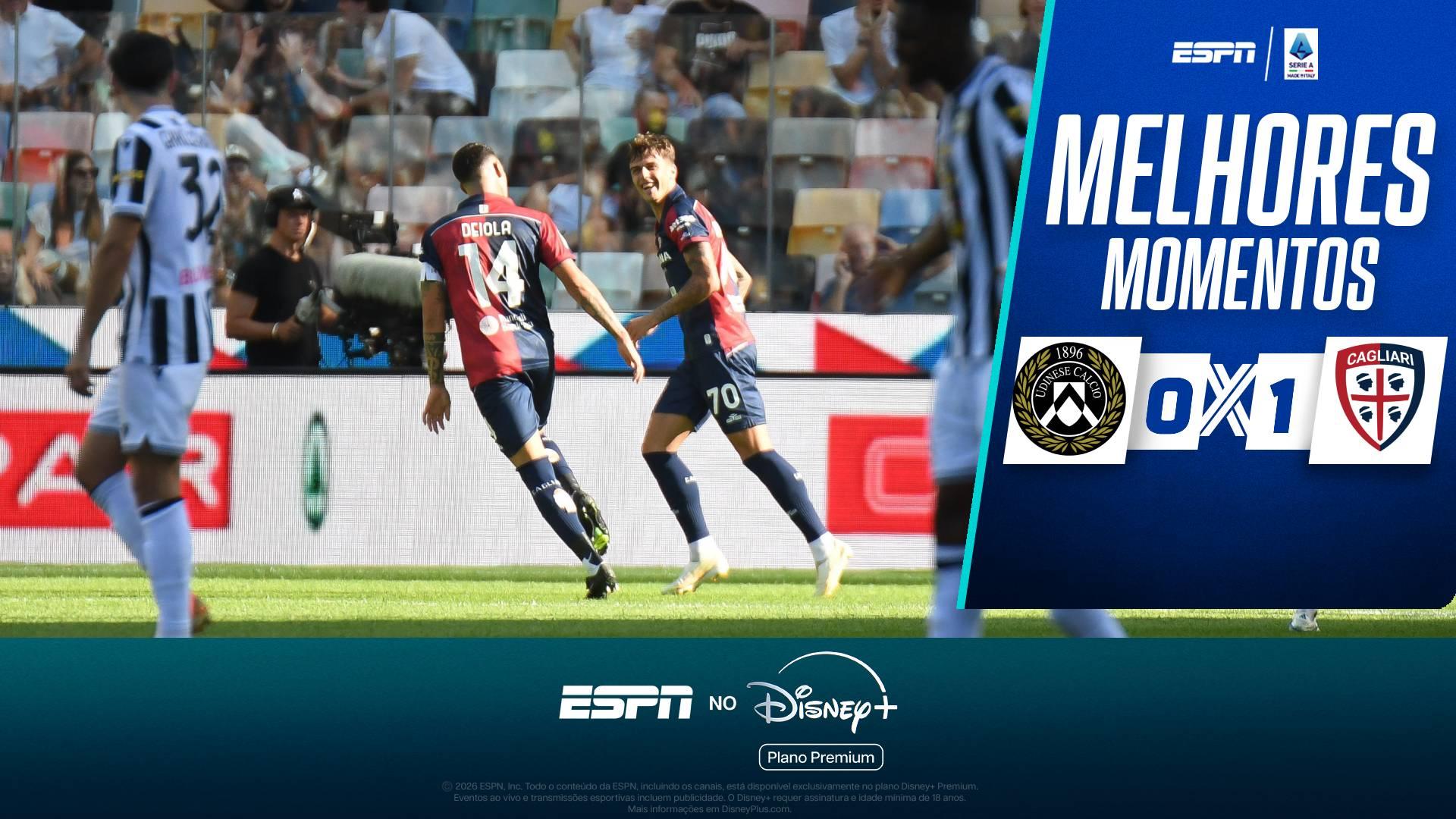 Udinese  0 x  1 Cagliari no Campeonato Italiano: VEJA os melhores momentos