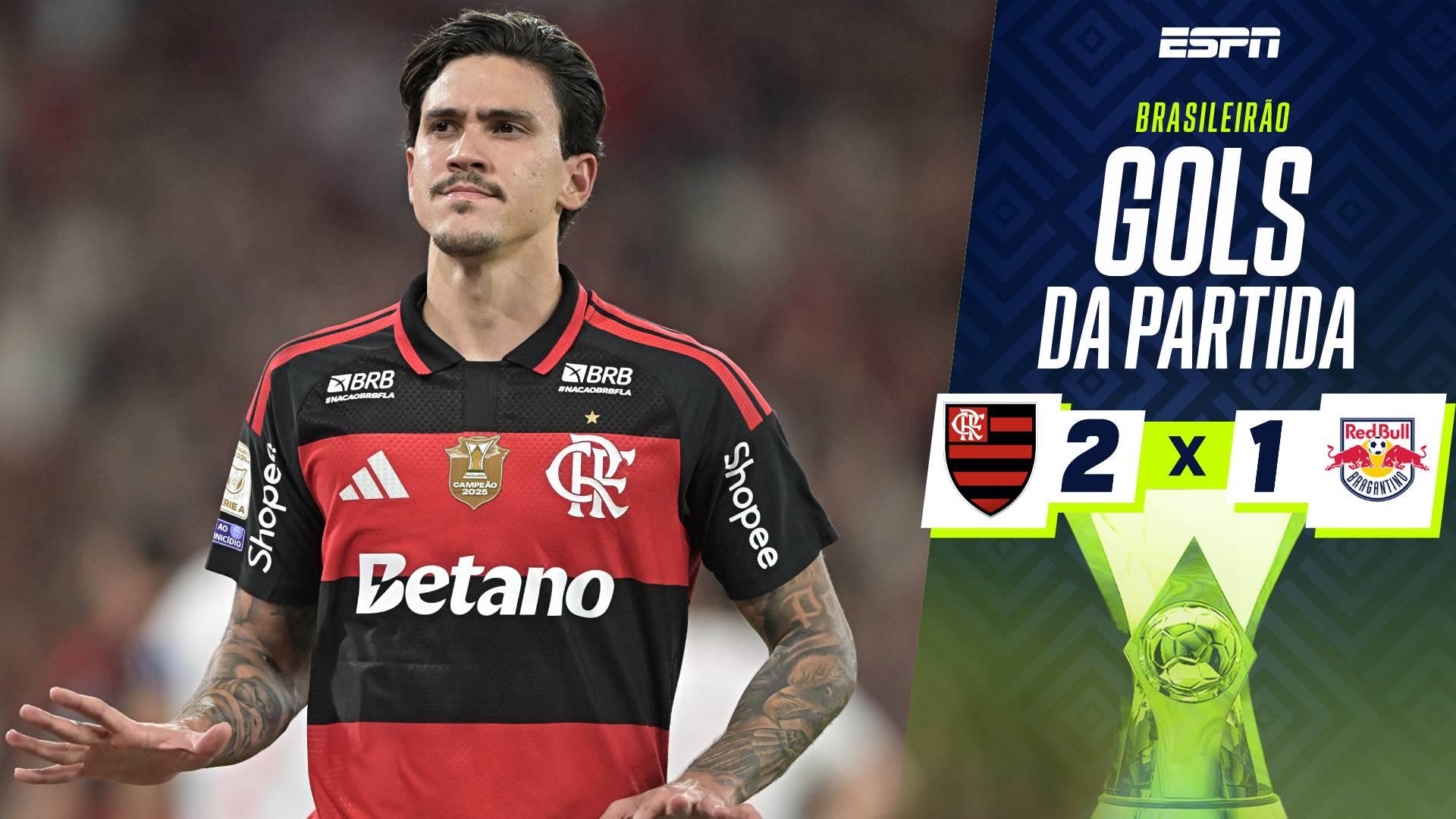 Varela e Pedro marcam, Flamengo vence o Red Bull Bragantino e é líder do Brasileirão; VEJA os gols