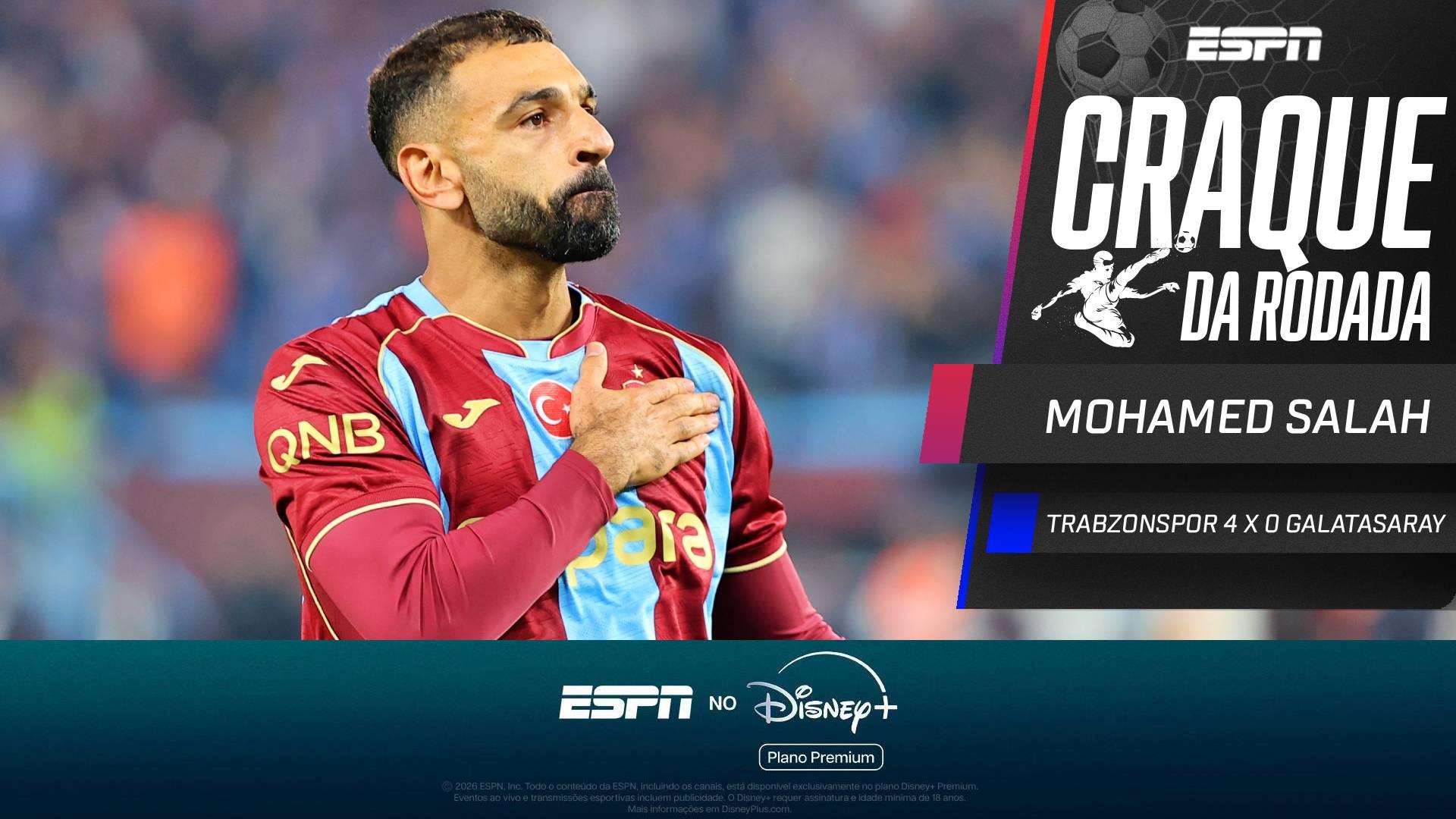 Salah vive noite de gala, faz hat-trick e dá assistência em Trabzonspor x Galatasaray e é o Craque da Rodada