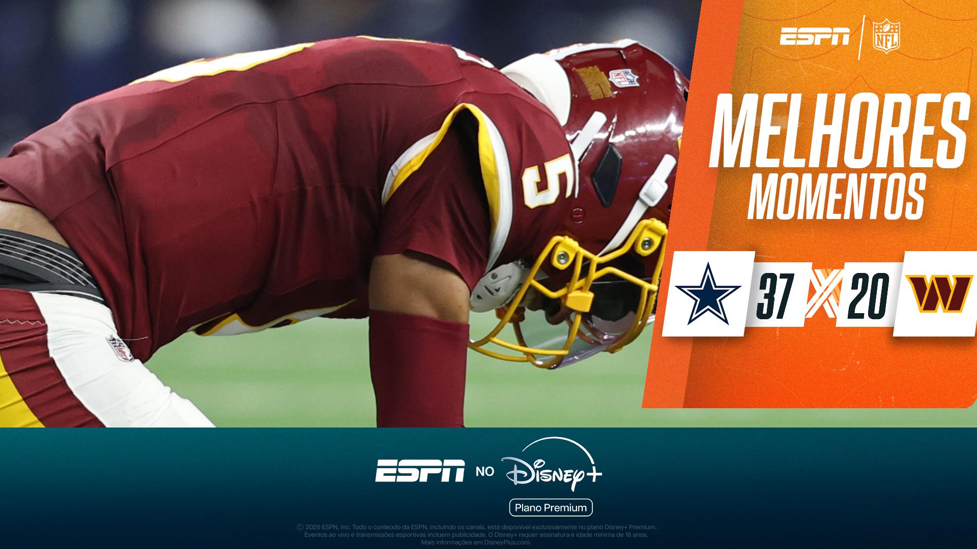 Dallas Cowboys vence Washington Commanders com recorde de Prescott e lesão de Daniels; VEJA os melhores momentos