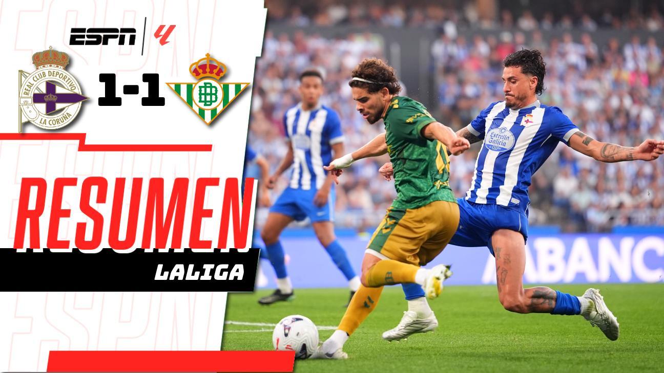 ¡Deportivo La Coruña empata 1-1 en el último minuto contra el Real Betis!