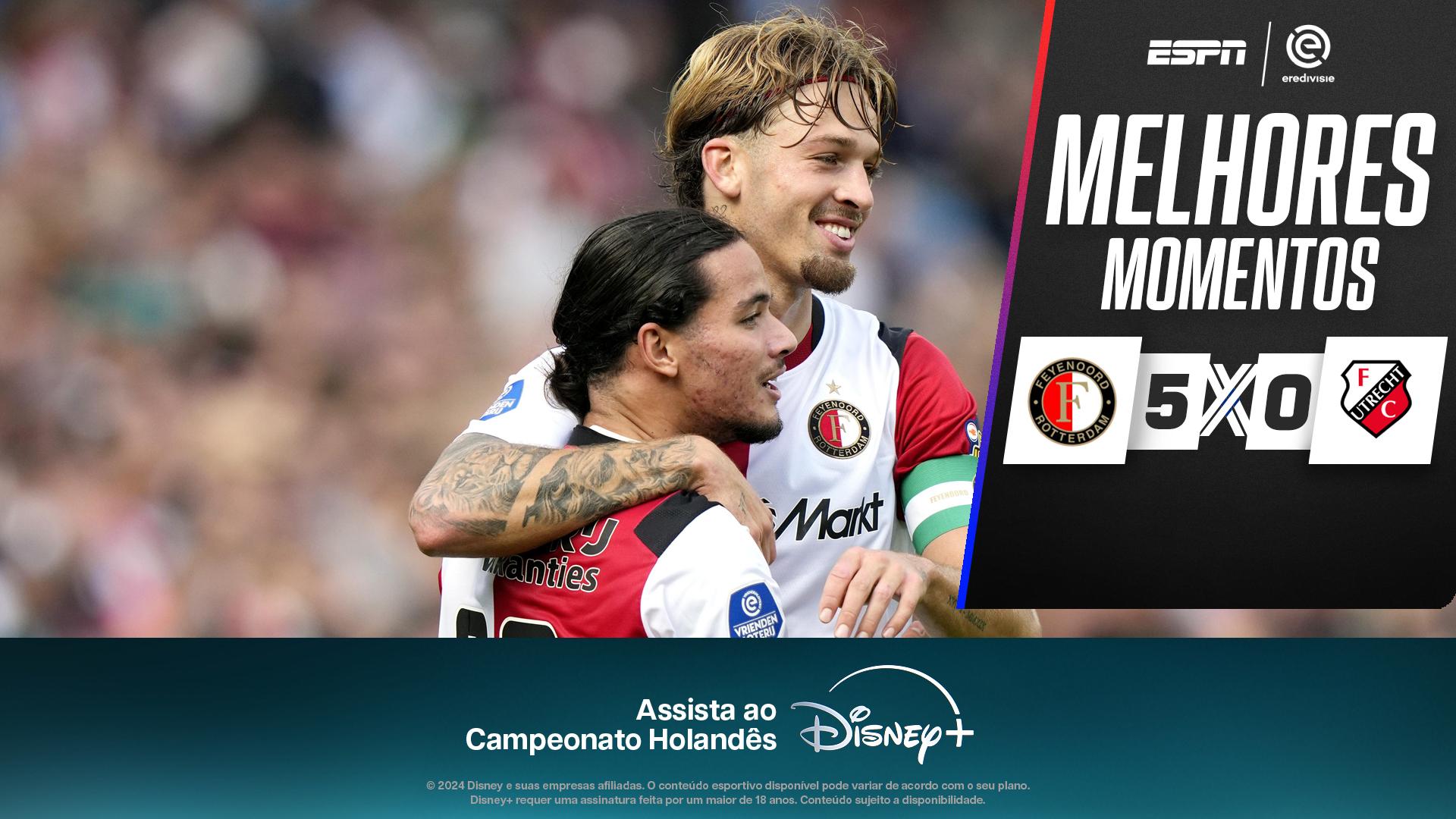 Feyenoord 5 x 0 Utrecht no Campeonato Holandês: VEJA os melhores momentos