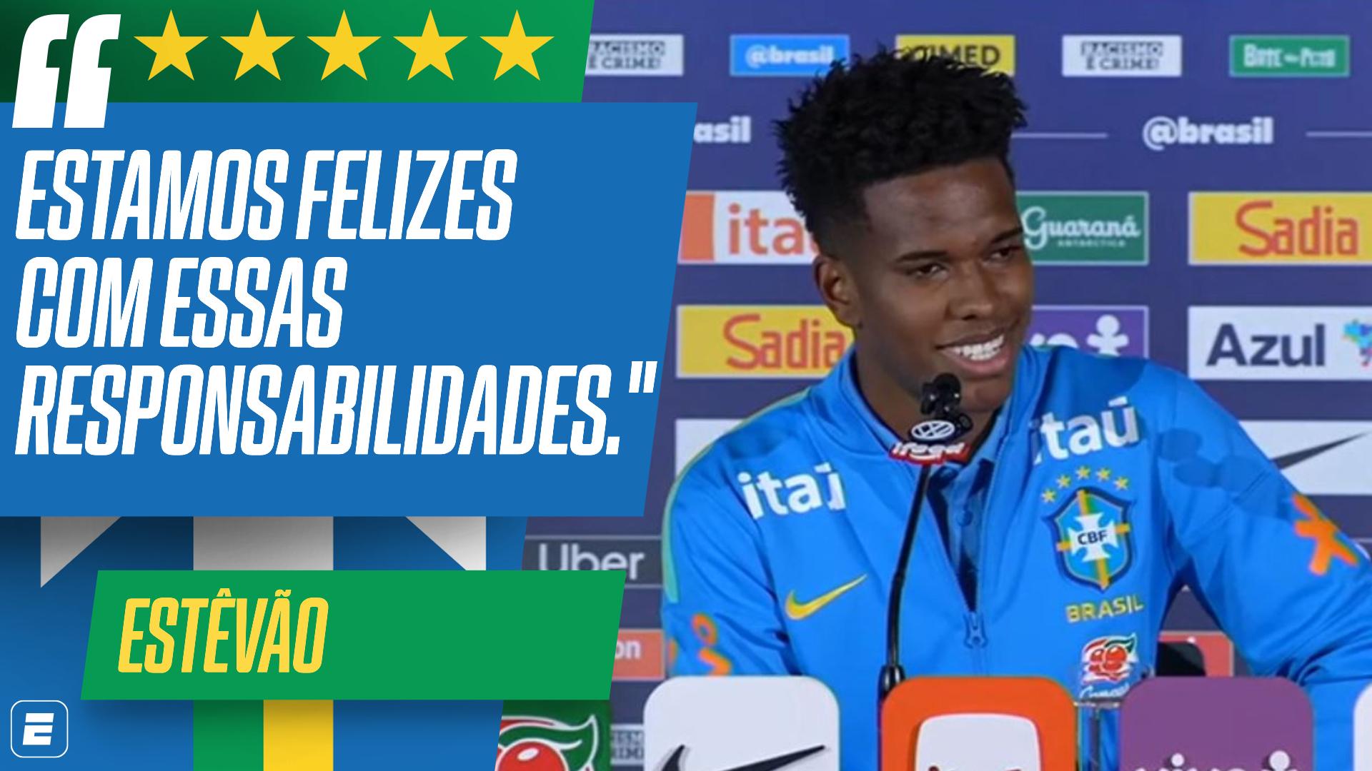 Estêvão projeta parceria com Endrick na Seleção: 'Saber que o Ancelotti confia na gente é uma motivação'