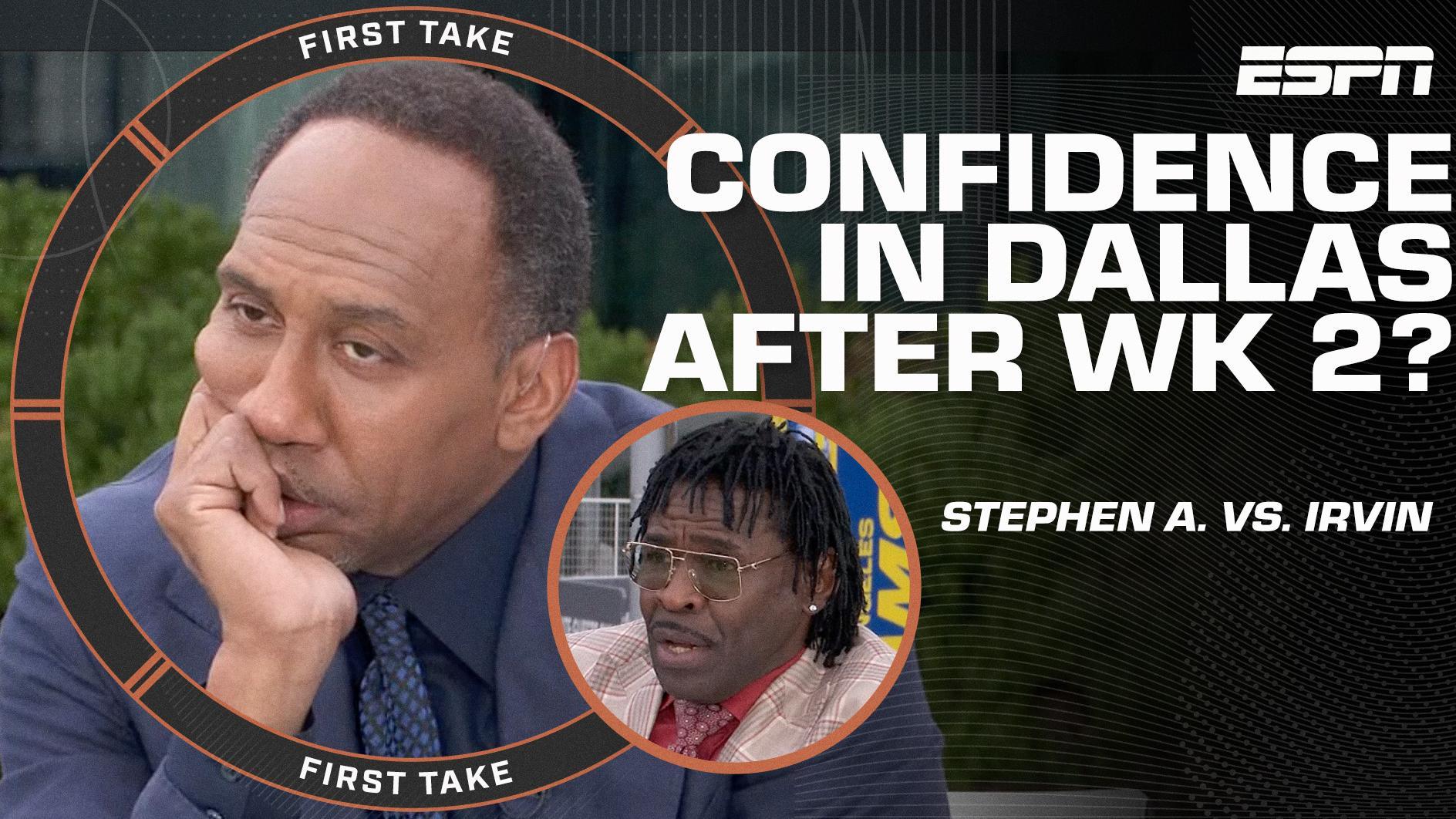 Stephen A. rolls his eyes at Michael Irvin for being 'hopeful' for Cowboys' season
