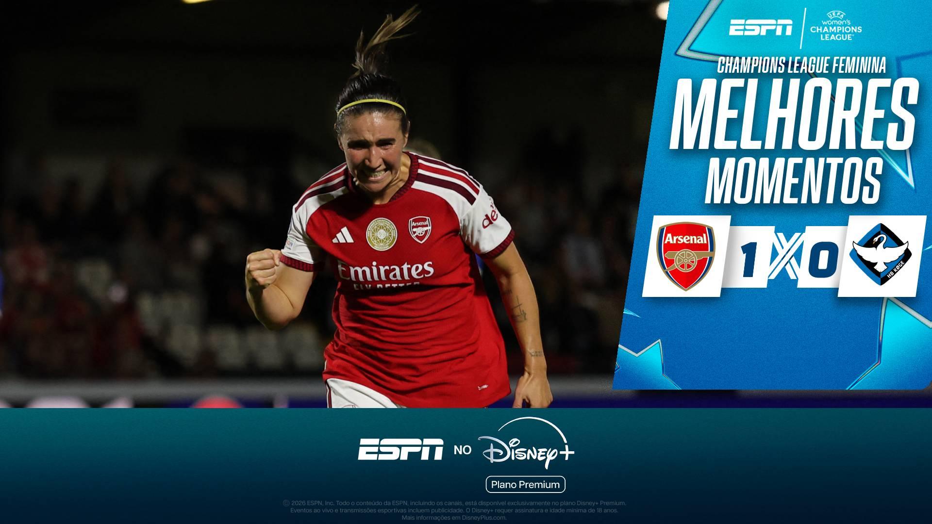 Com pênalti no fim, Arsenal bate o HB Koge e estreia com vitória na Champions League feminina; melhores momentos
