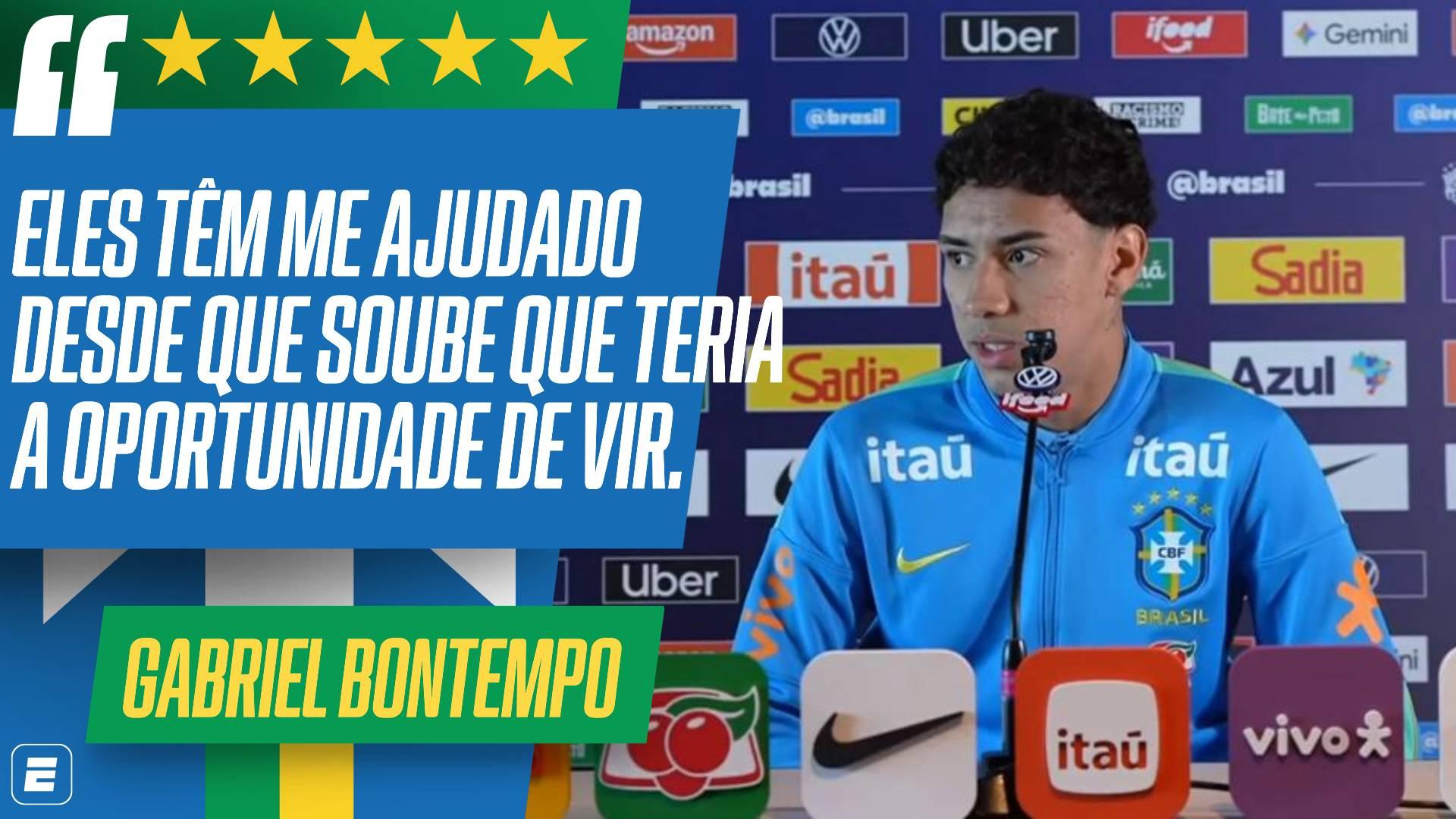 Gabriel Bontempo revela que recebeu conselhos de Neymar e jogadores do Santos que passaram pela Seleção: 'Estou rodeado de craques'