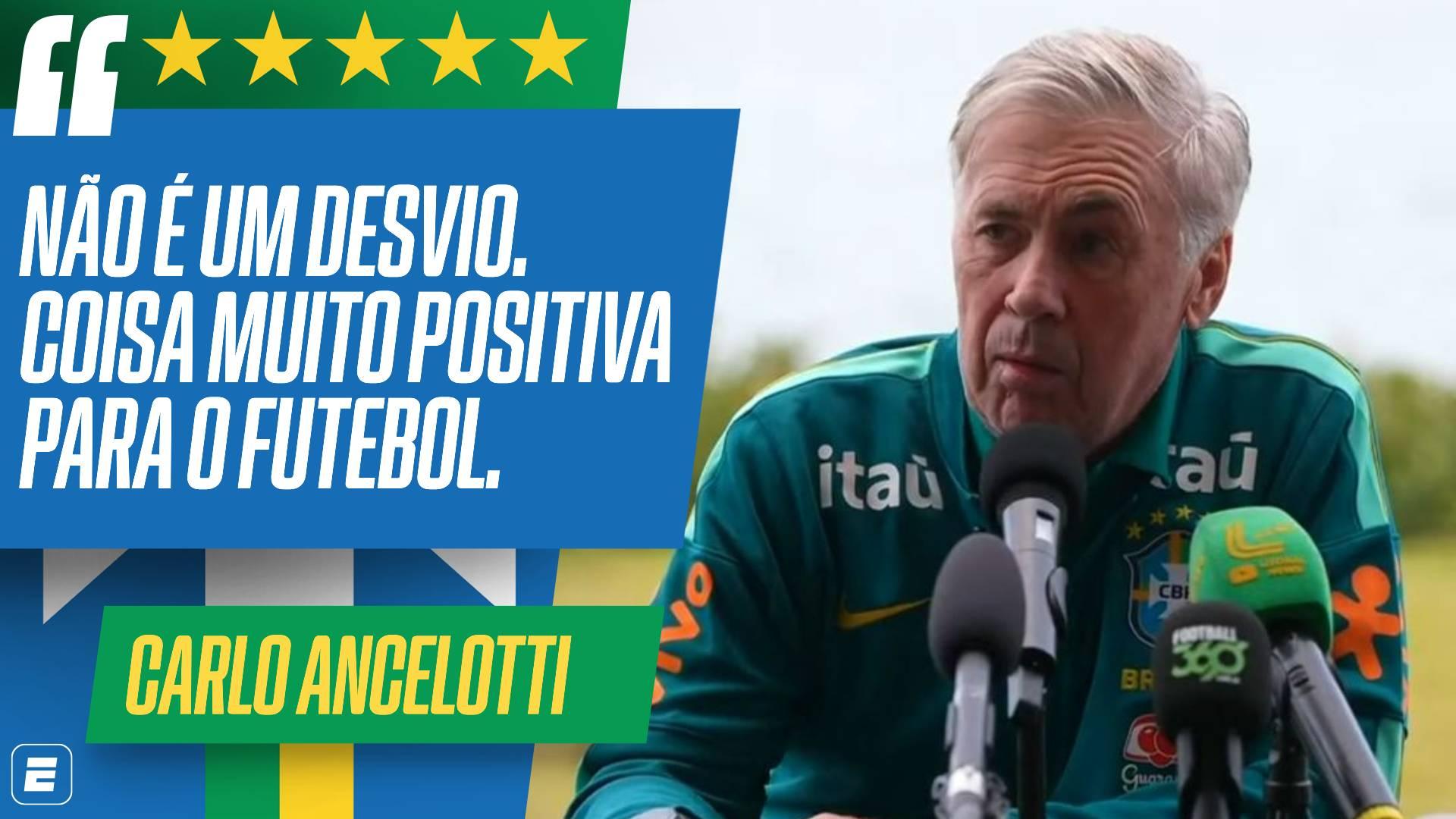 Ancelotti 'abre o jogo' e opina sobre medida de redução de jogadores estrangeiros: 'Importante para dar oportunidade ao talento brasileiro'