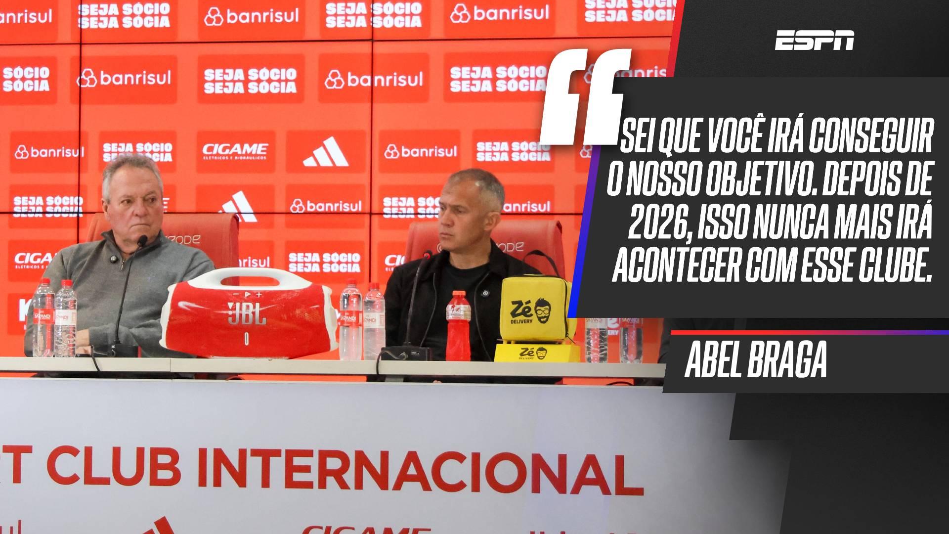 'É um objetivo ridículo, não cair de divisão': dispara Abel Braga em apresentação de Eduardo Baptista no Inter