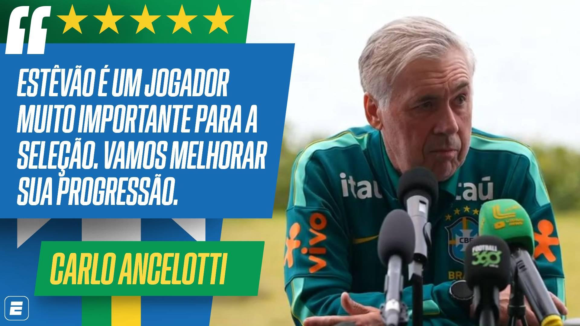 Carlo Ancelotti exalta importância de Estêvão e garante presença do jogador na Seleção: 'Se não tem minutos no clube, vou chamar'