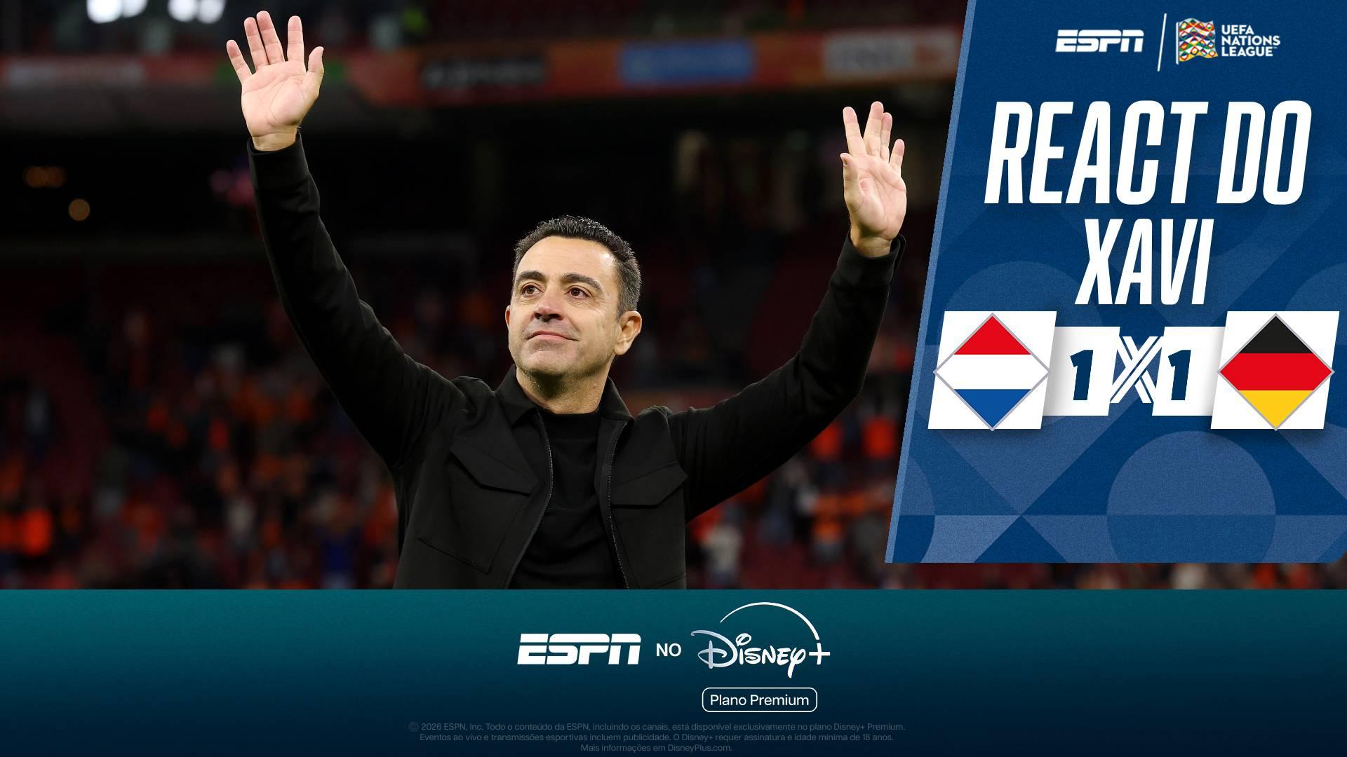 A estreia de Xavi! Veja as reações do treinador no empate entre Holanda e Alemanha pela Nations League