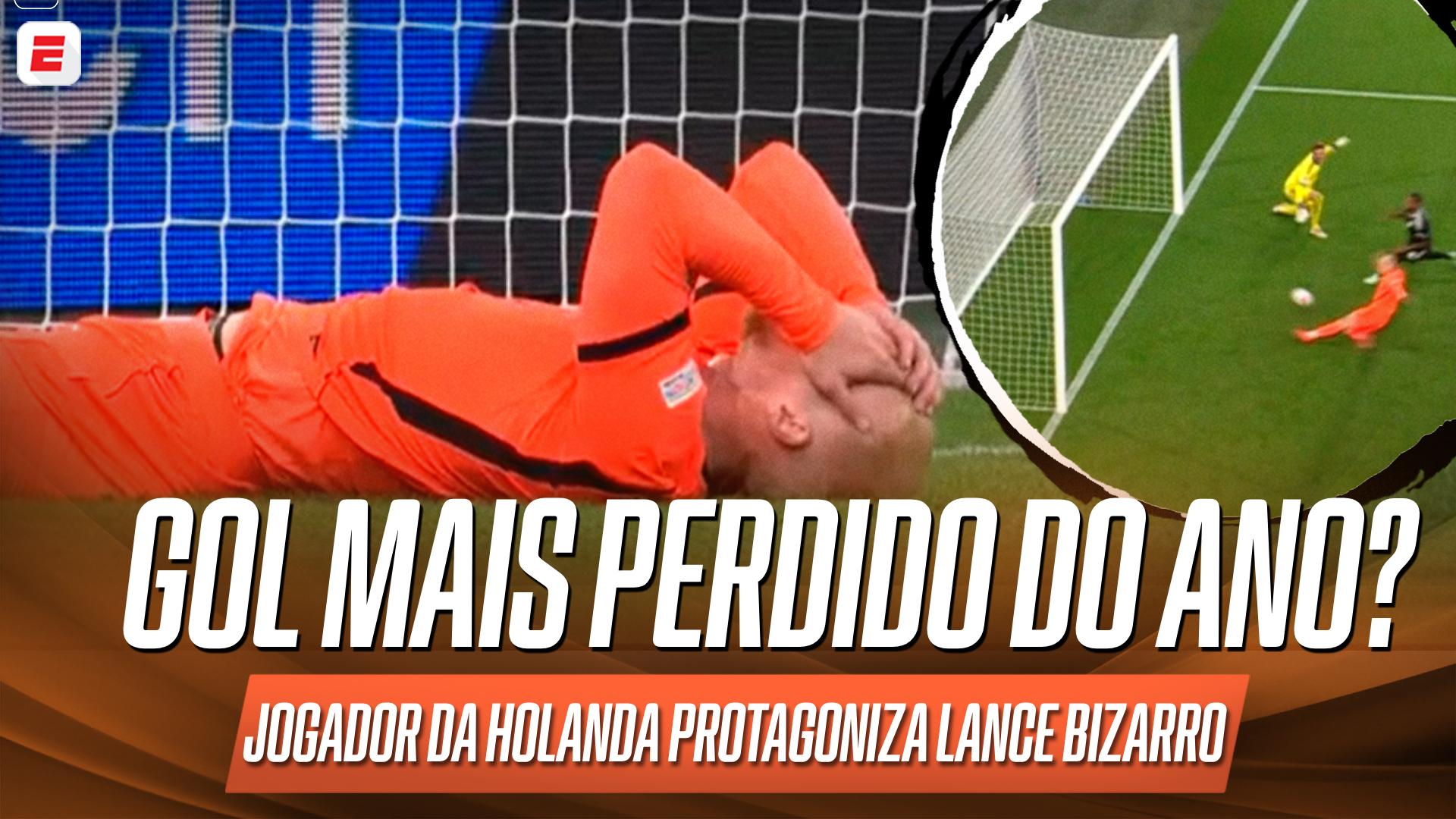 Jogador da Holanda faz o impossível e protagoniza 'gol mais perdido do ano' contra a Alemanha; VEJA