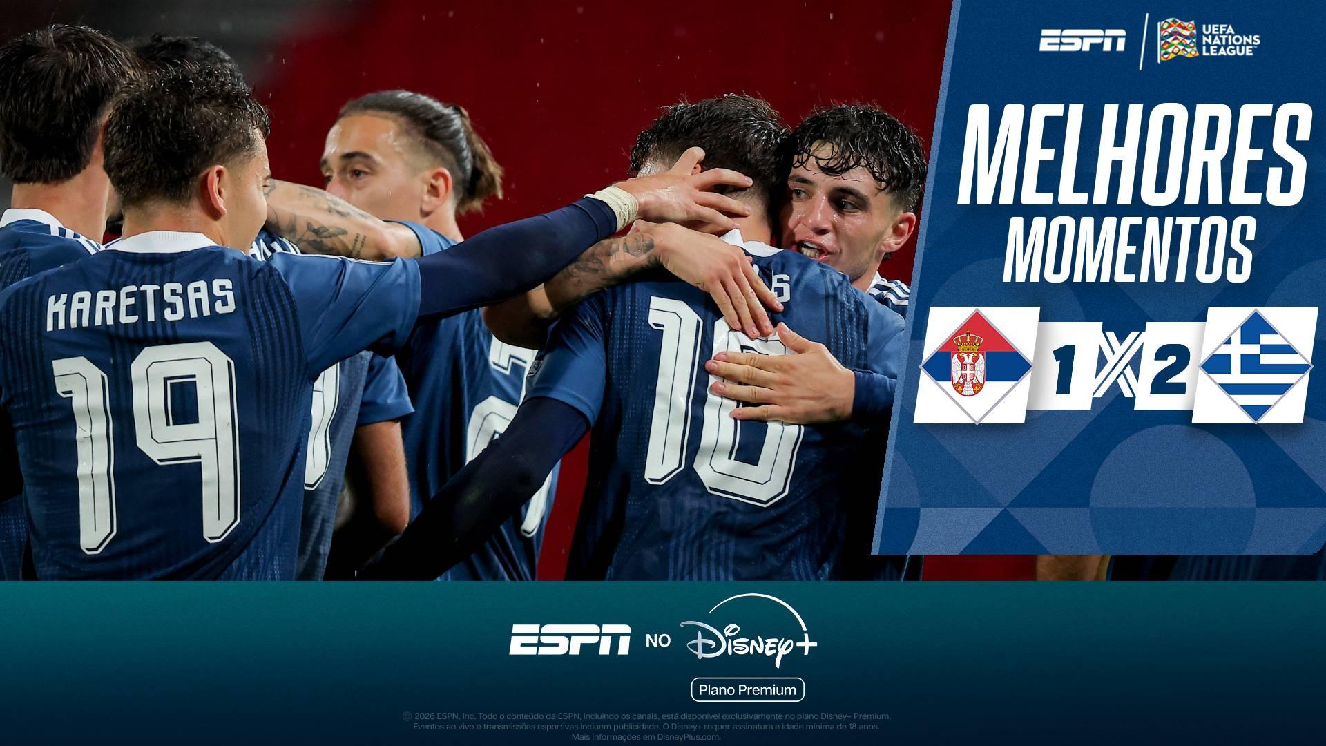 Grécia supera golaço sofrido no início, vira nos acréscimos e vence a Sérvia na estreia da Nations League; veja como foi