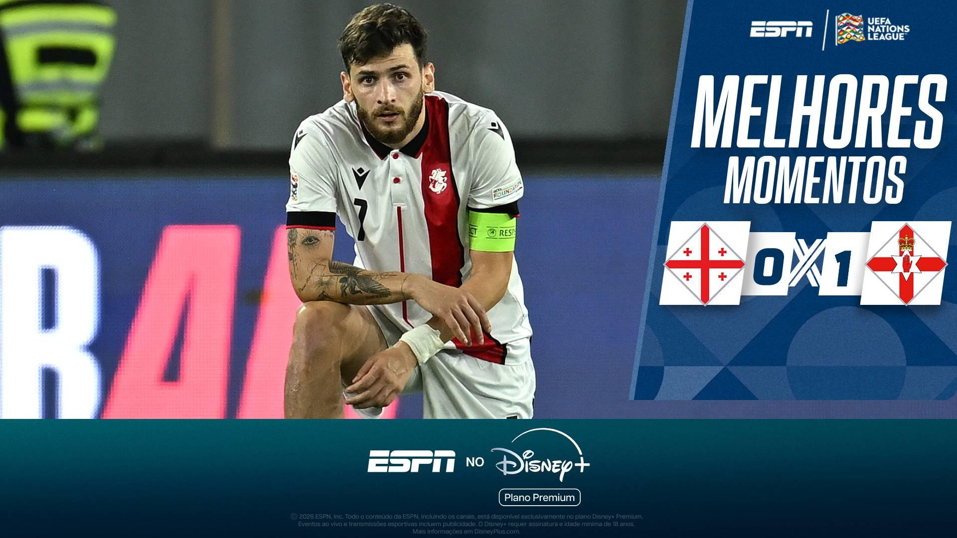 Kvaratskhelia perde pênalti, Geórgia sofre gol no apagar das luzes e perde para a Irlanda do Norte na Nations League; VEJA os melhores momentos