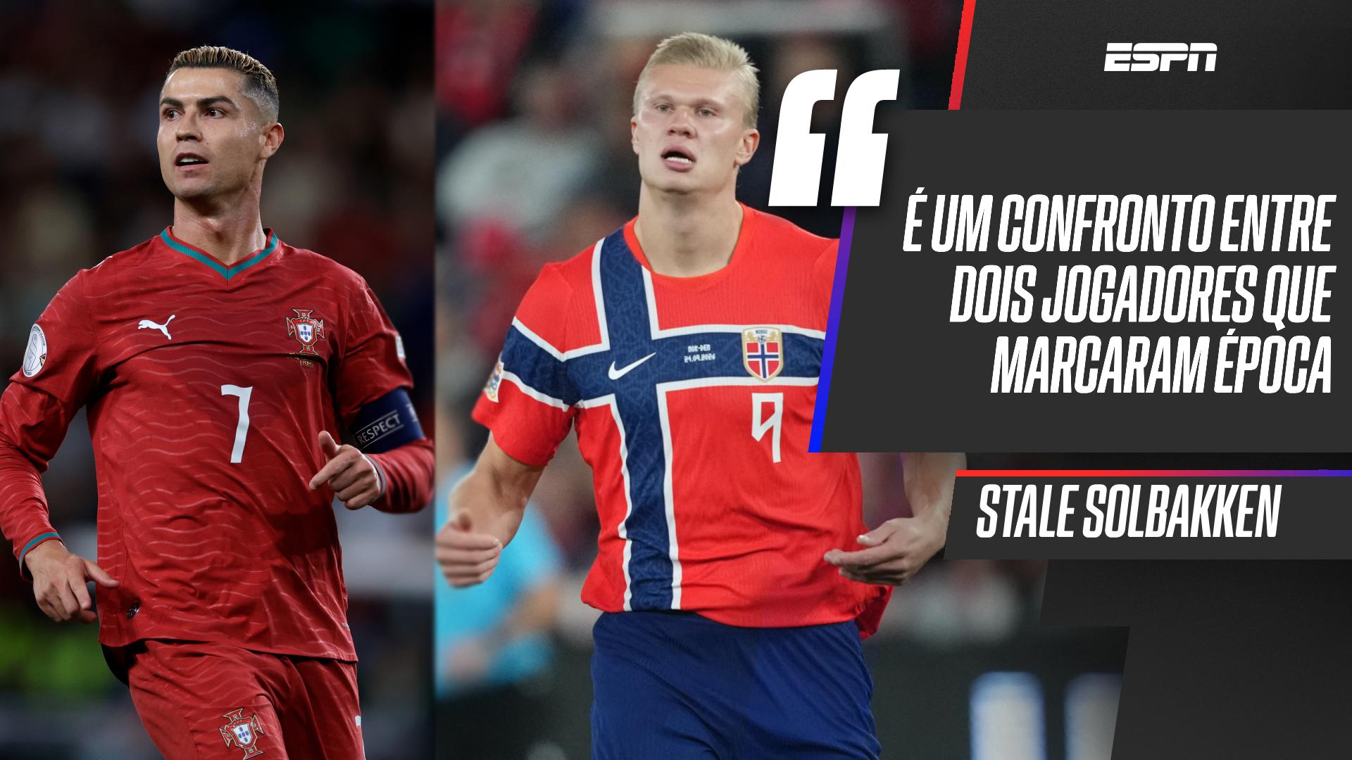 Técnico da Noruega projeta jogo contra Portugal e destaca duelo entre Cristiano Ronaldo e Haaland: 'Um está no auge da carreira, o outro provavelmente já na reta final'