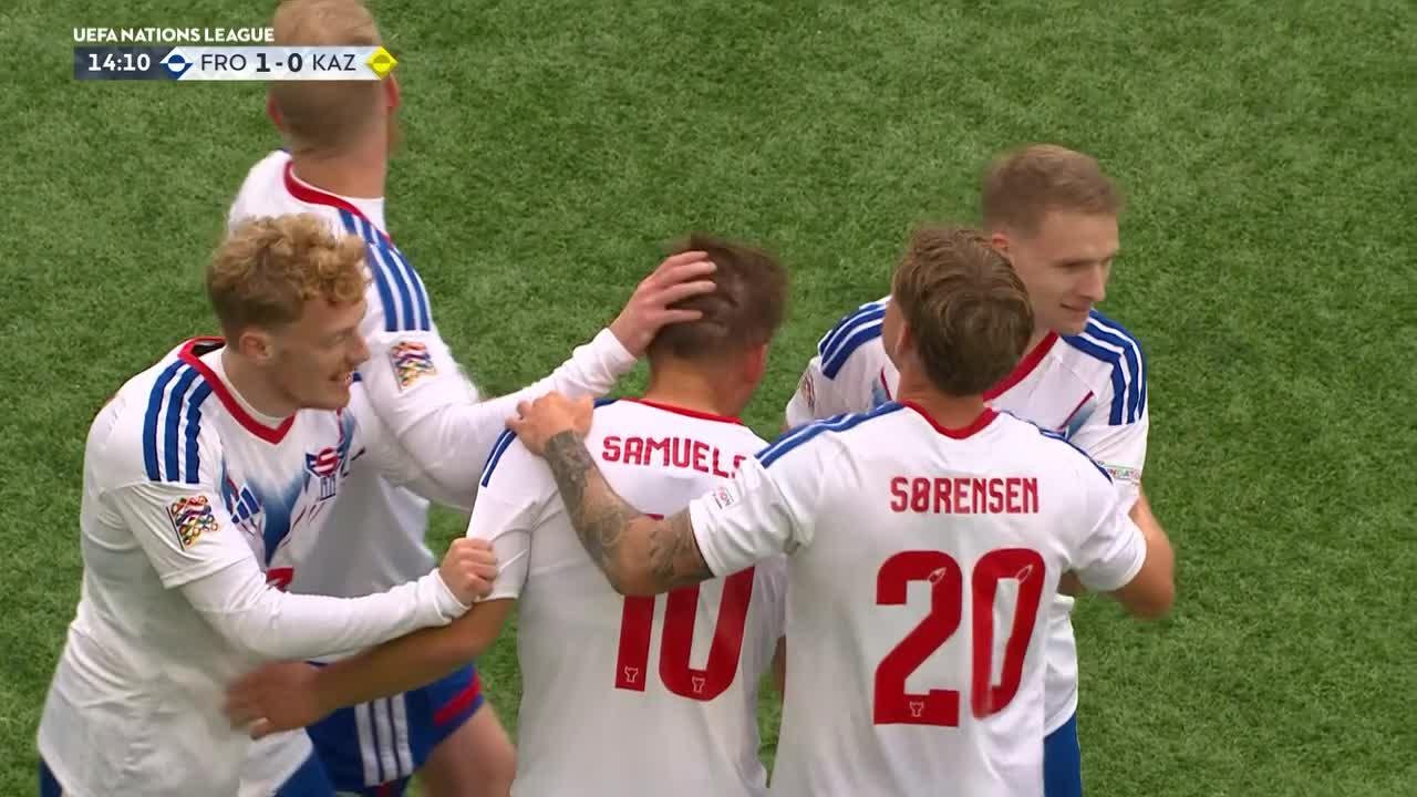 ¡Imposible para el arquero! Samuelsen puso el 1-0 contra Kazajistán
