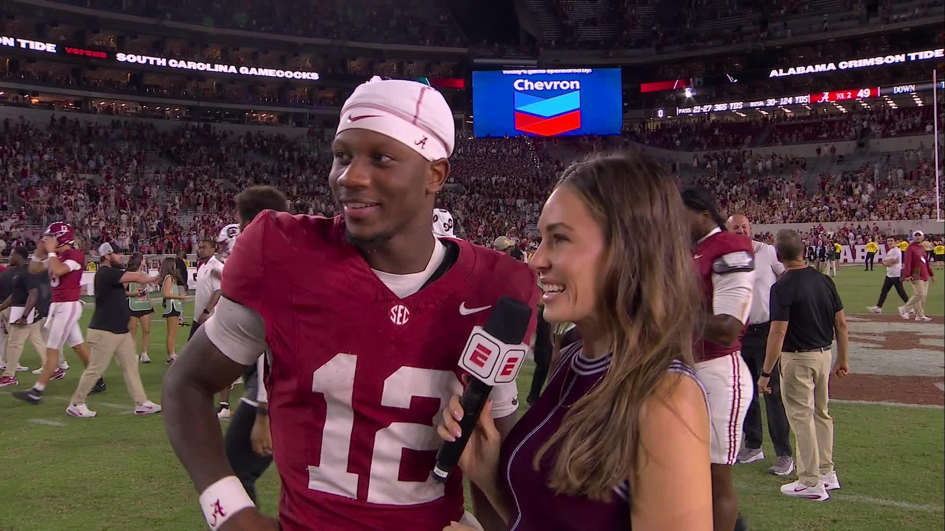 No. 8 Alabama starts fast, overwhelms South Carolina 49-18 to remain unbeaten