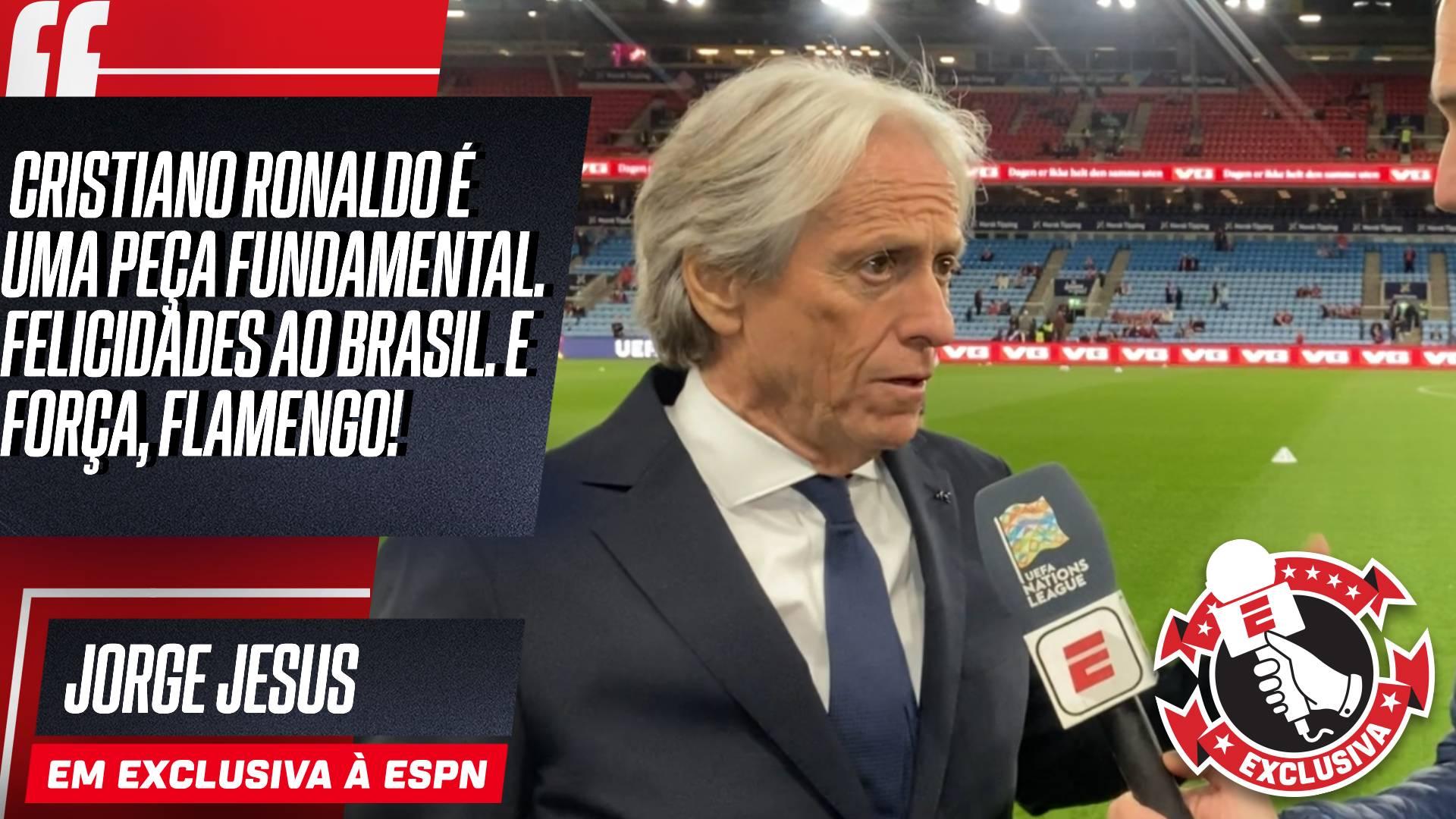 Jorge Jesus manda recado ao Brasil e ao Flamengo e responde por que colocou Cristiano Ronaldo no banco em Noruega x Portugal