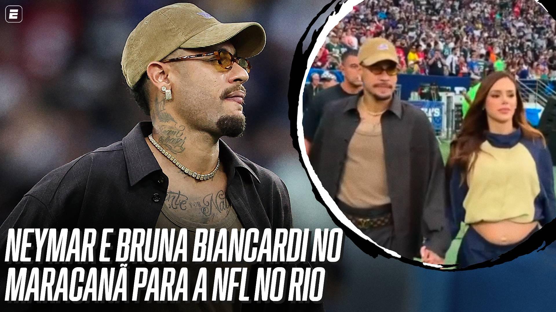 Neymar e Bruna Biancardi chegam ao Maracanã para o jogo da NFL no Rio!
