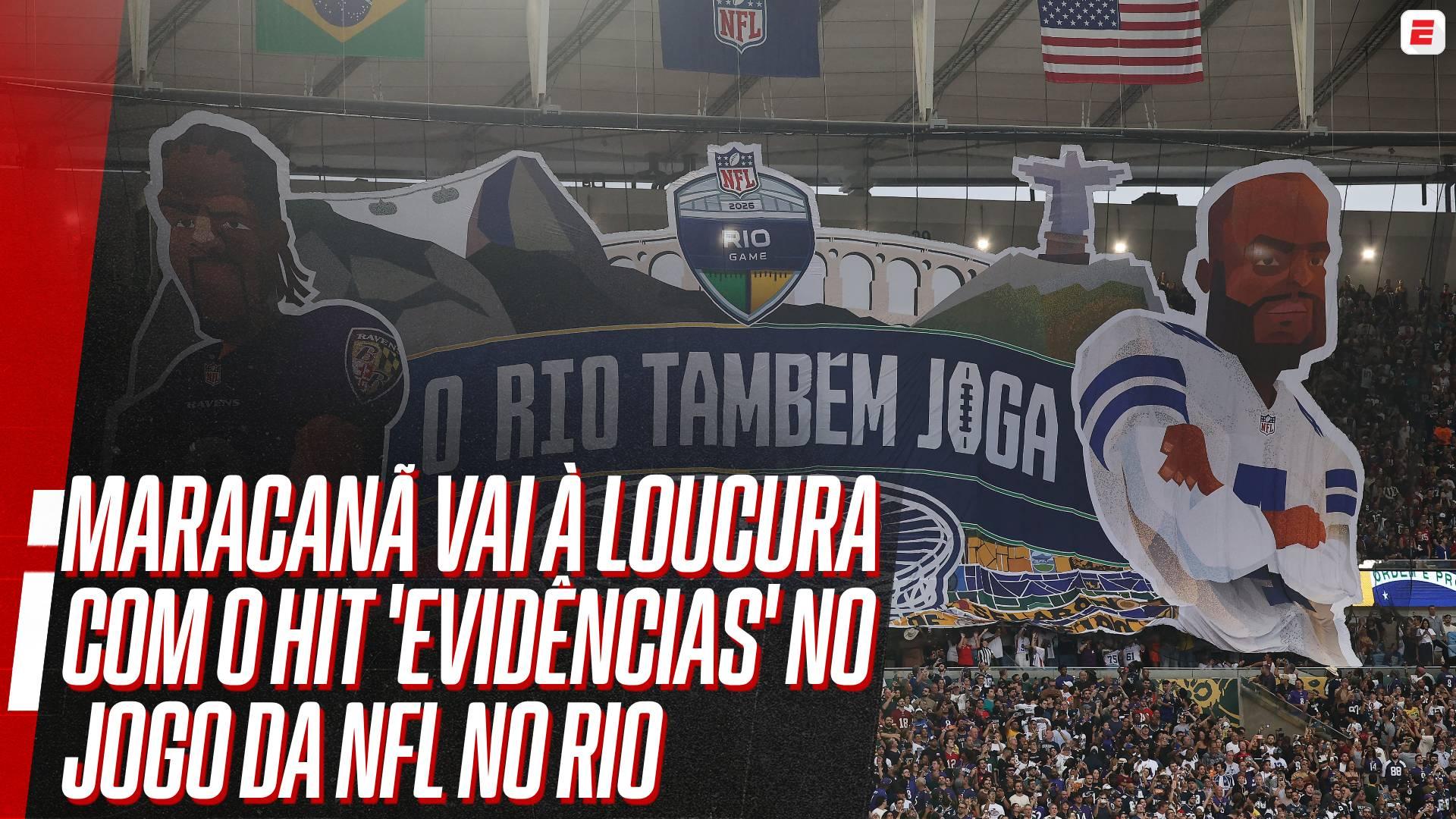 Que momento! Maracanã vai à loucura com o hit 'Evidências' no jogo da NFL no Rio
