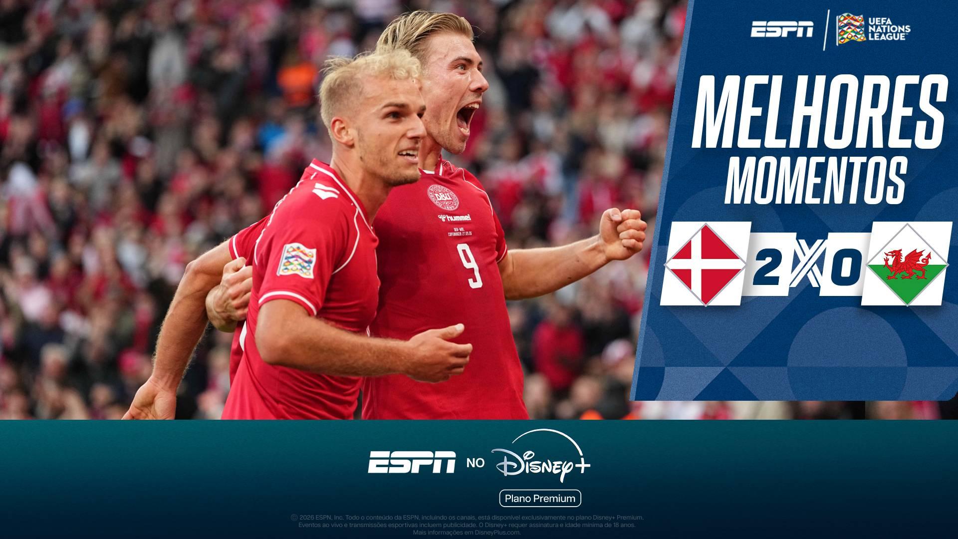 Dinamarca vence País de Gales na Nations League com golaço de Isaksen e 'ajudinha' de zagueiro do Tottenham