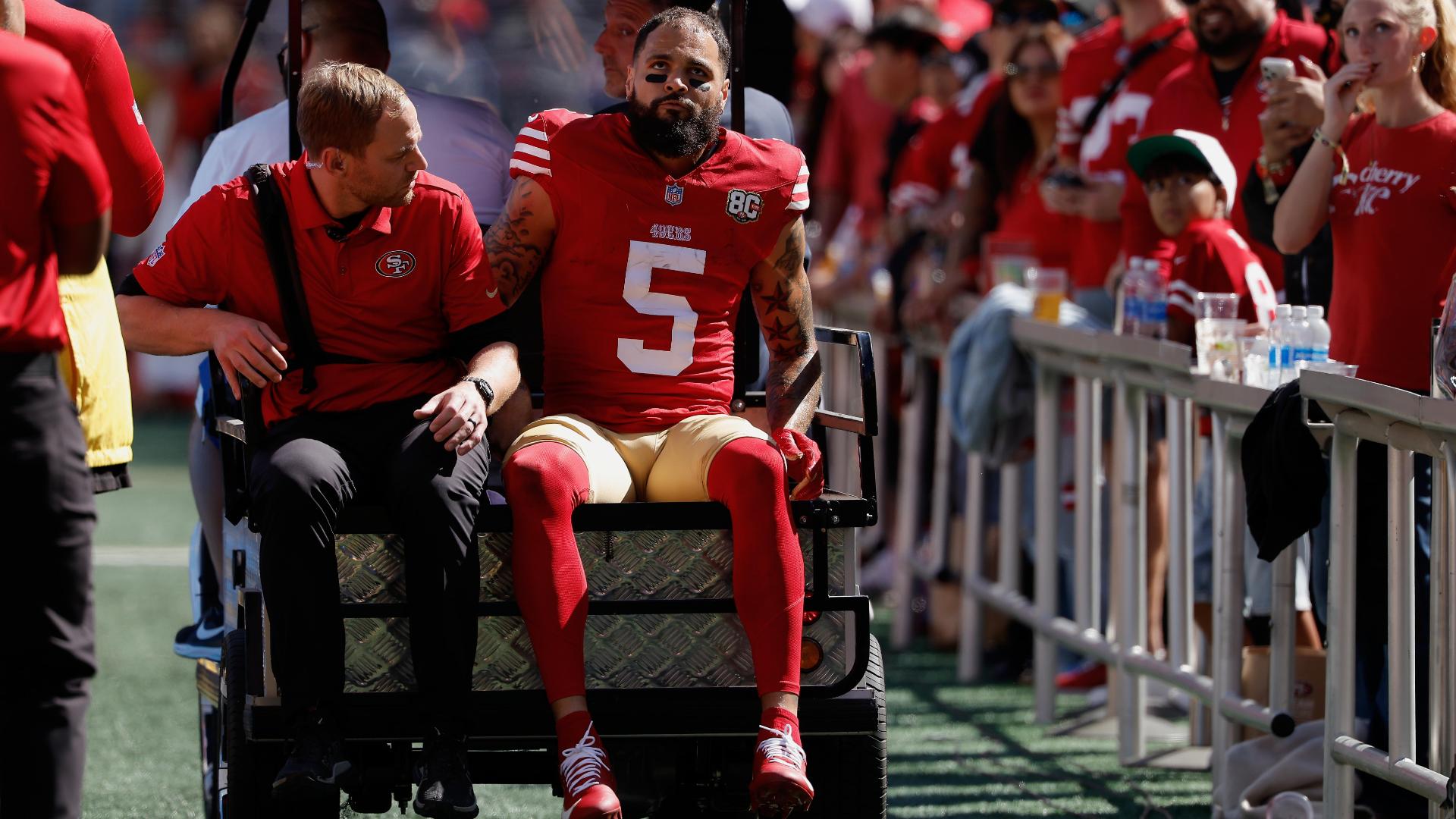 Mike Evans carted off with a rib injury — Article image accompanying Purdy throws 4 TD passes to lead the injury-depleted 49ers to a 36-30 win vs. the Cardinals on WagerUp Sports News. Mike Evans carted off with a rib injury — Article image accompanying Purdy throws 4 TD passes to lead the injury-depleted 49ers to a 36-30 win vs. the Cardinals on WagerUp Sports News.