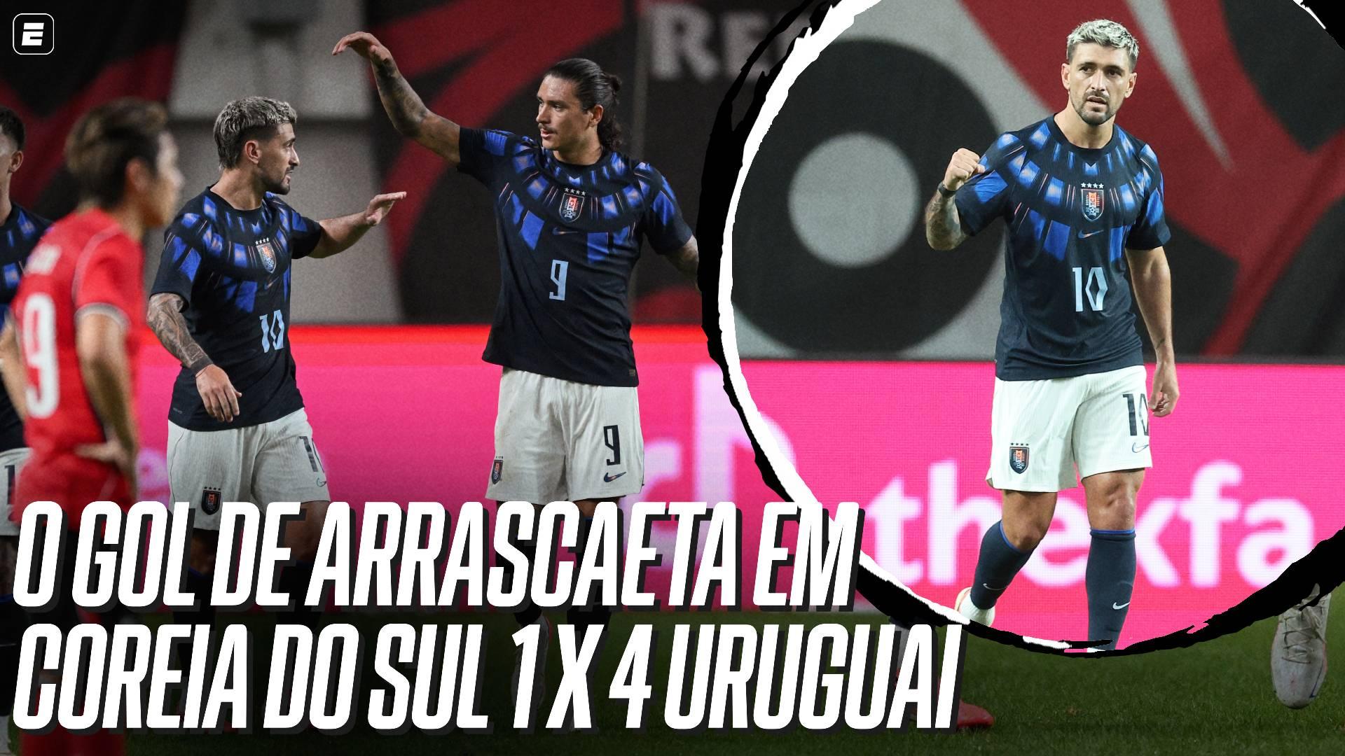 O gol de Arrascaeta em Coreia do Sul x Uruguai; Jogador do Flamengo se lesionou na partida
