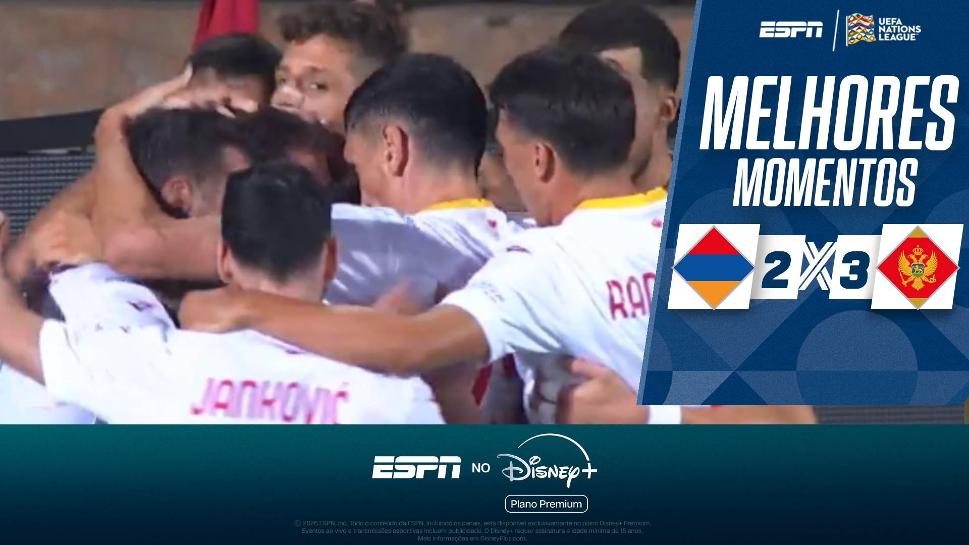 Montenegro aproveita saída bizarra do goleiro, marca nos últimos minutos e vence a Armênia na Nations League; veja como foi