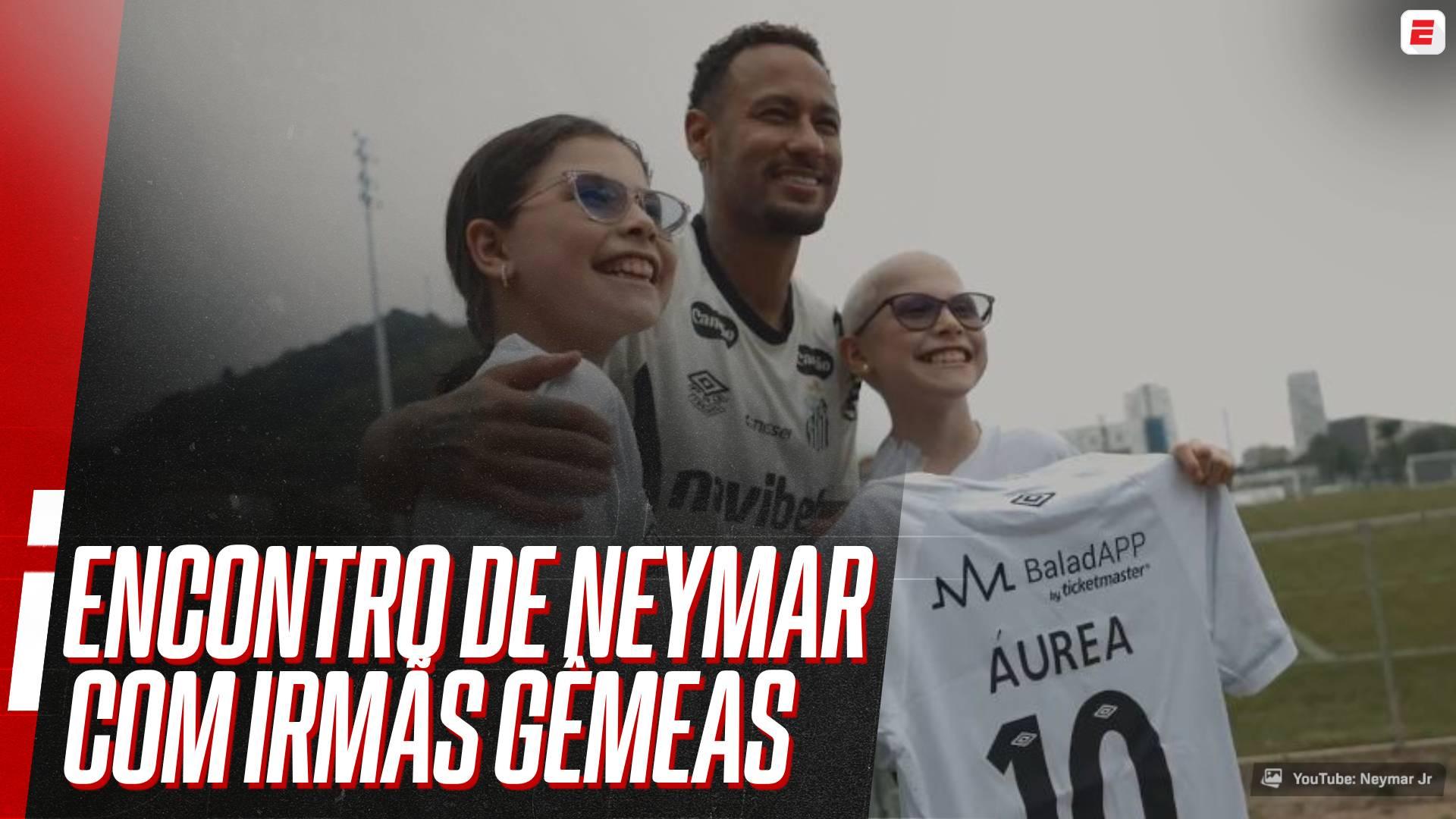 Neymar realiza sonho de irmãs gêmeas com encontro no CT Rei Pelé; VEJA