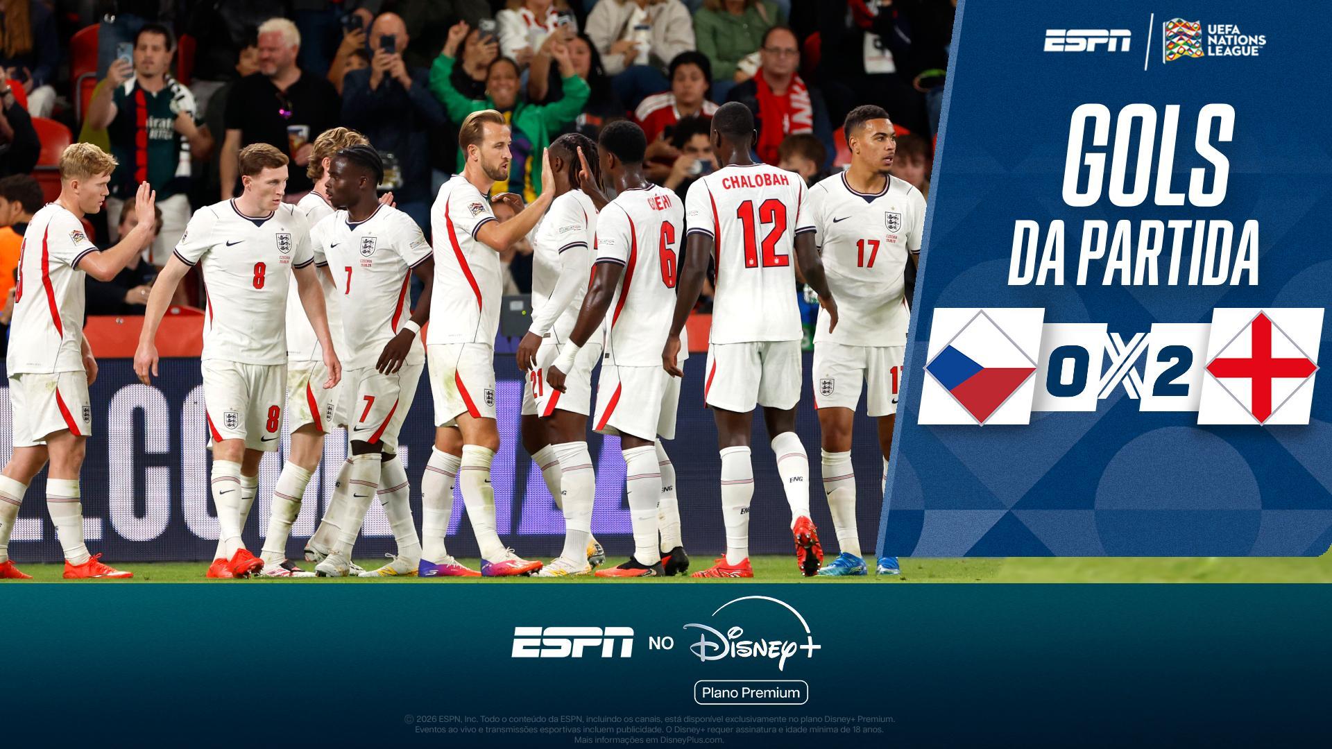 Os gols da vitória da Inglaterra sobre a República Tcheca na Nations League; VEJA