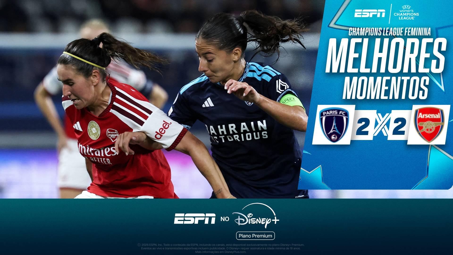 Paris FC arranca empate no 'apagar das luzes' contra o Arsenal na Champions League feminina; VEJA os melhores momentos